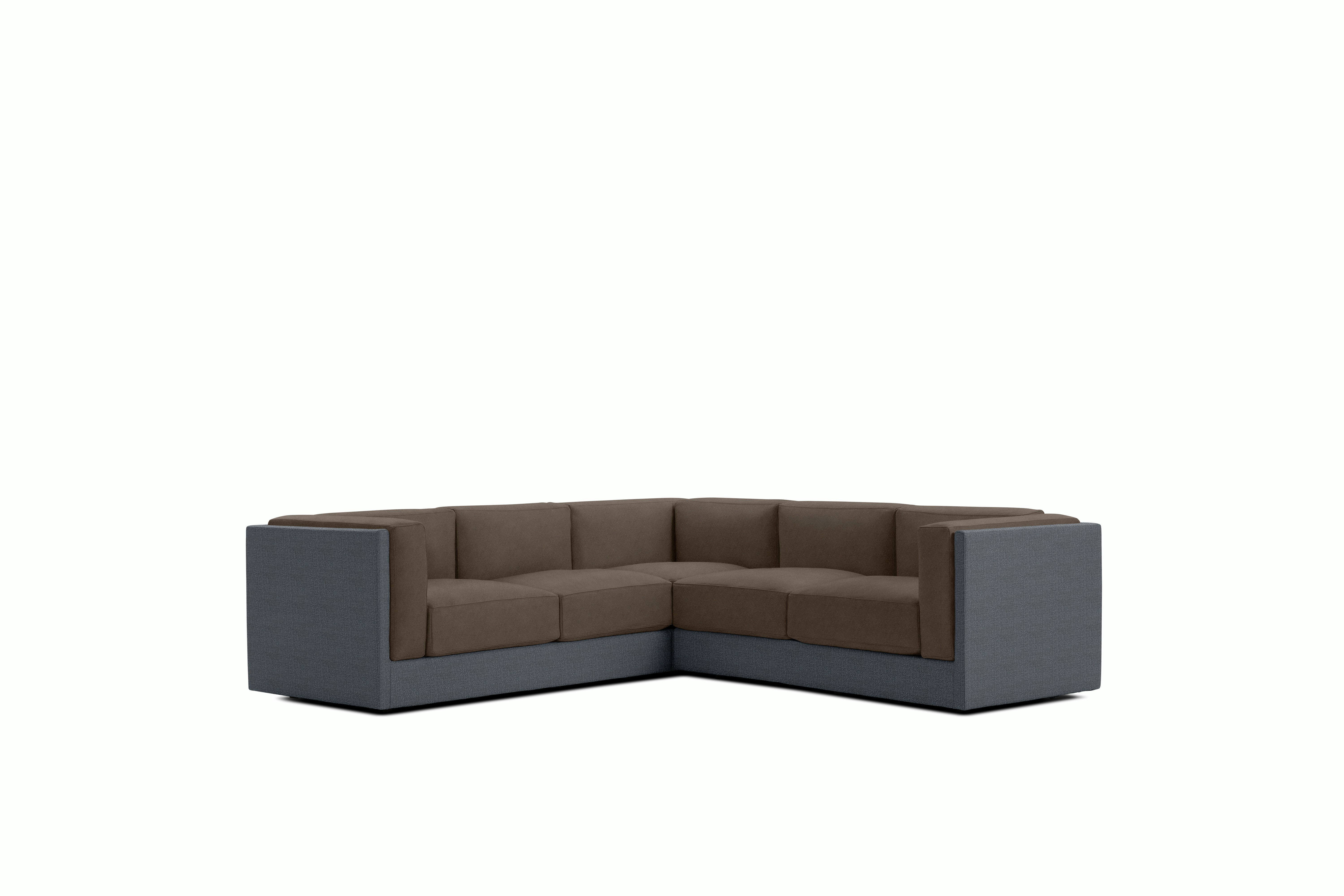 Symme Corner Sectional - Fabric Frame,  Pebble Weave,  Pumice,  Pecora,  Chocolate
