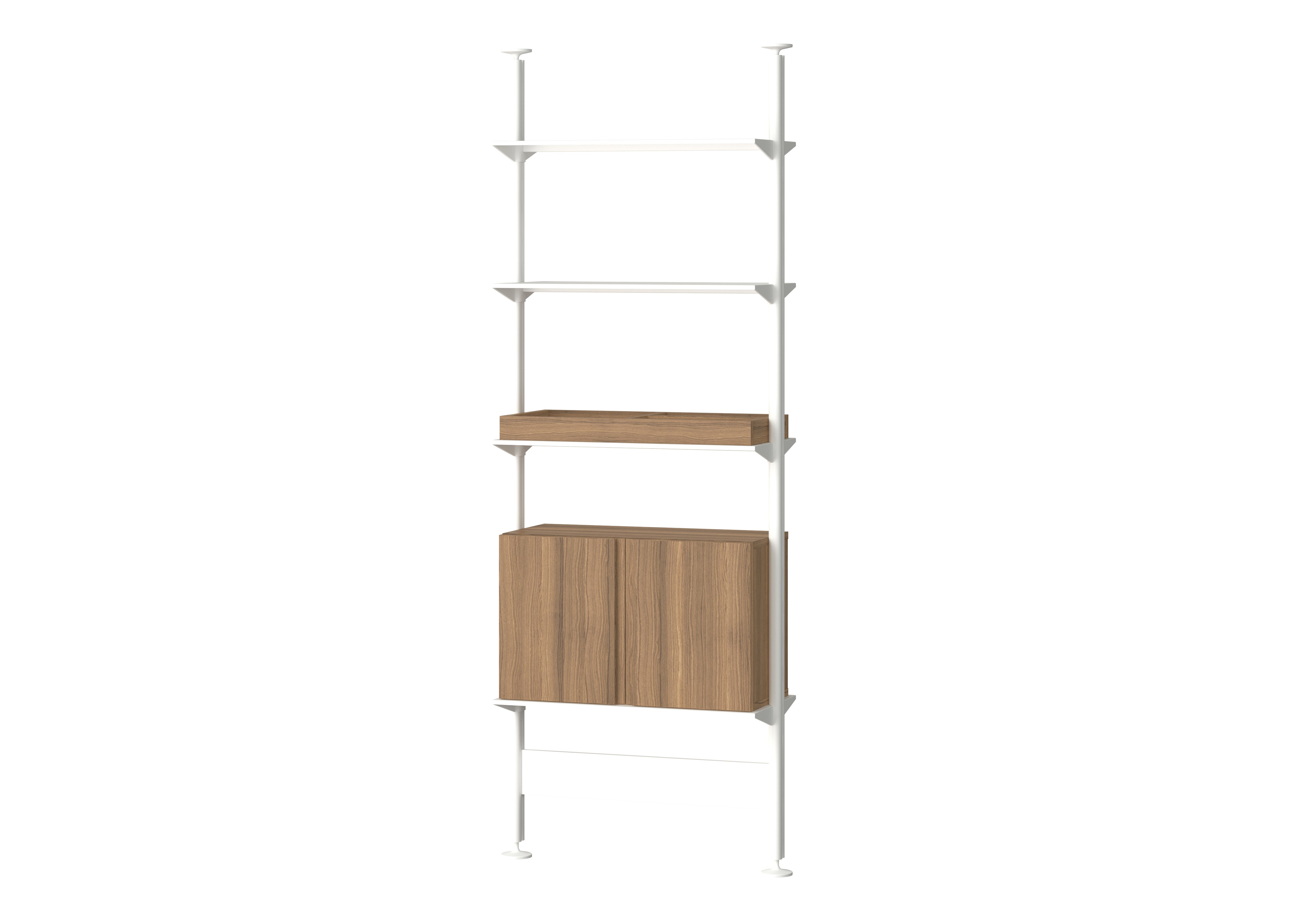 Pira Floor To Ceiling  - 1 Bay, 86.6" - 124"", White / Walnut"