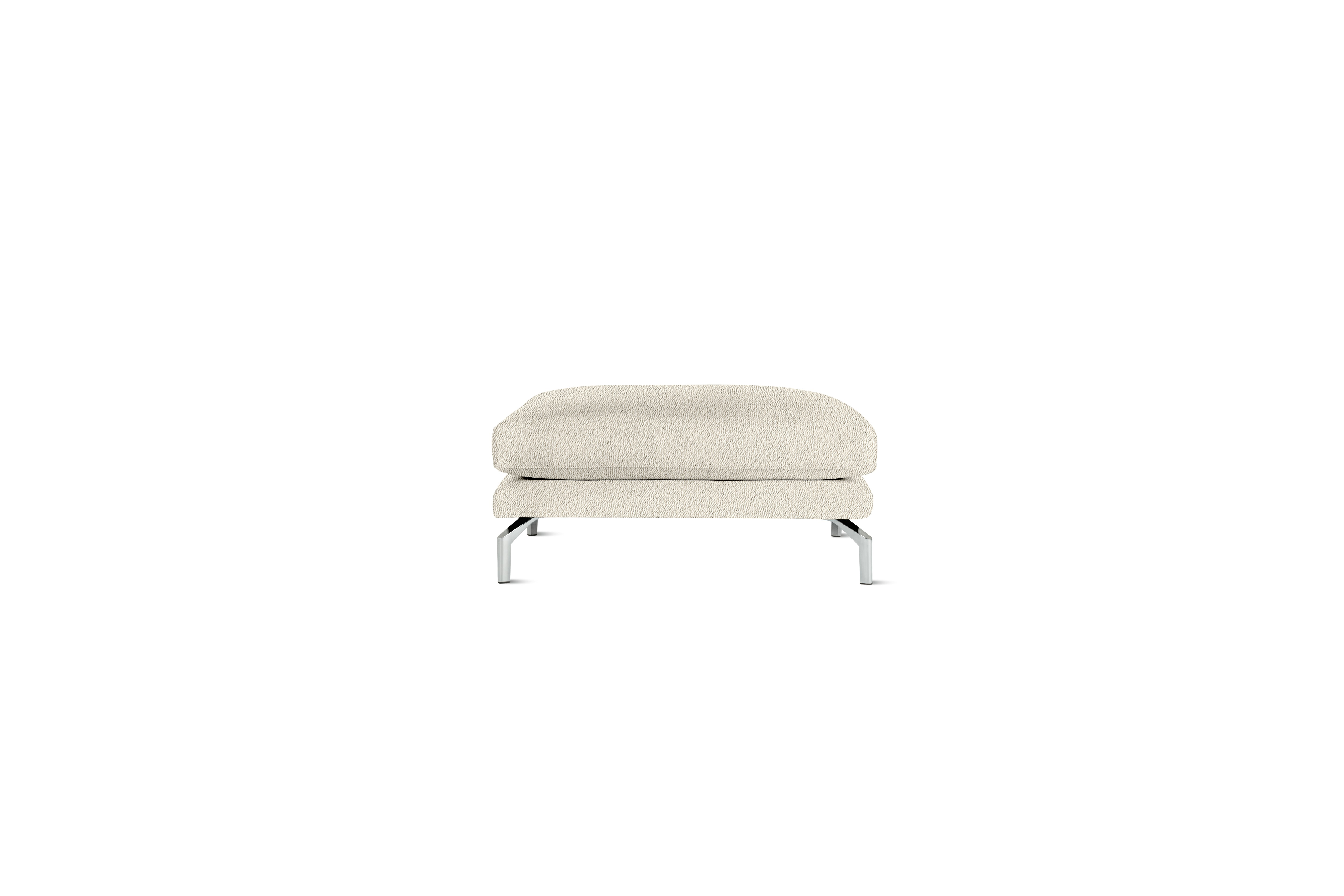 A Como Ottoman in Turf: Melange viewed from the front.