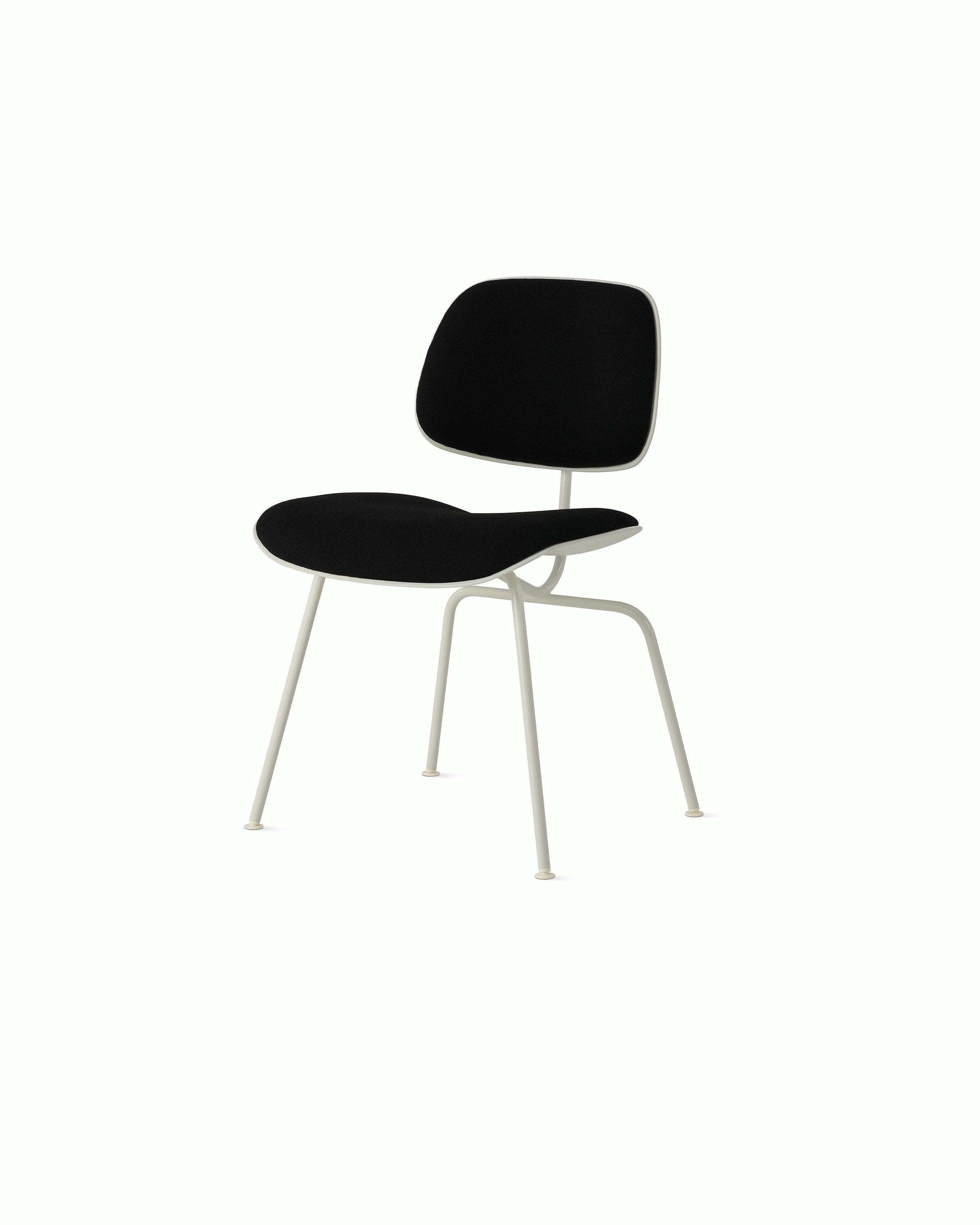 White, White, and Black Hopsak - Eames Molded Plastic Dining Chair (EC-127)