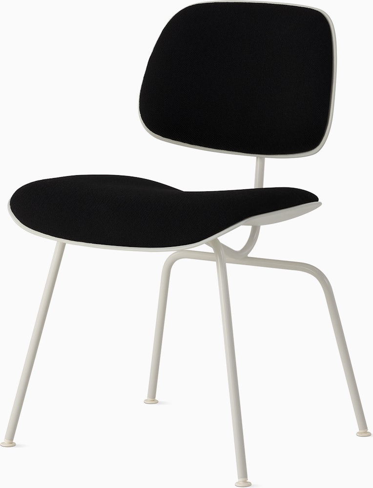 White, White, and Black Hopsak - Eames Molded Plastic Dining Chair (EC-127)
