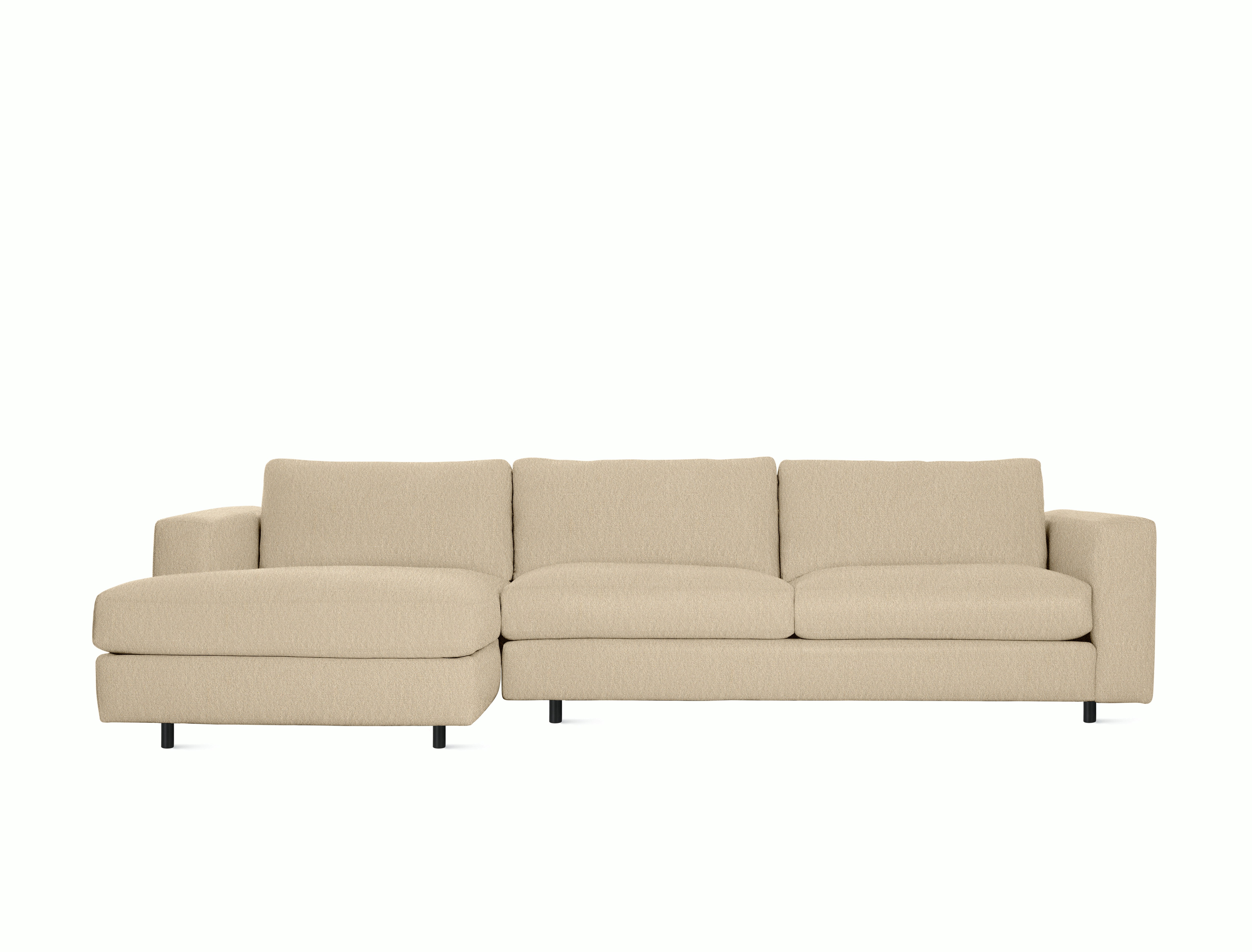 Reid Sectional Chaise,  Left,  Album Linen,  Straw,  with tubular leg