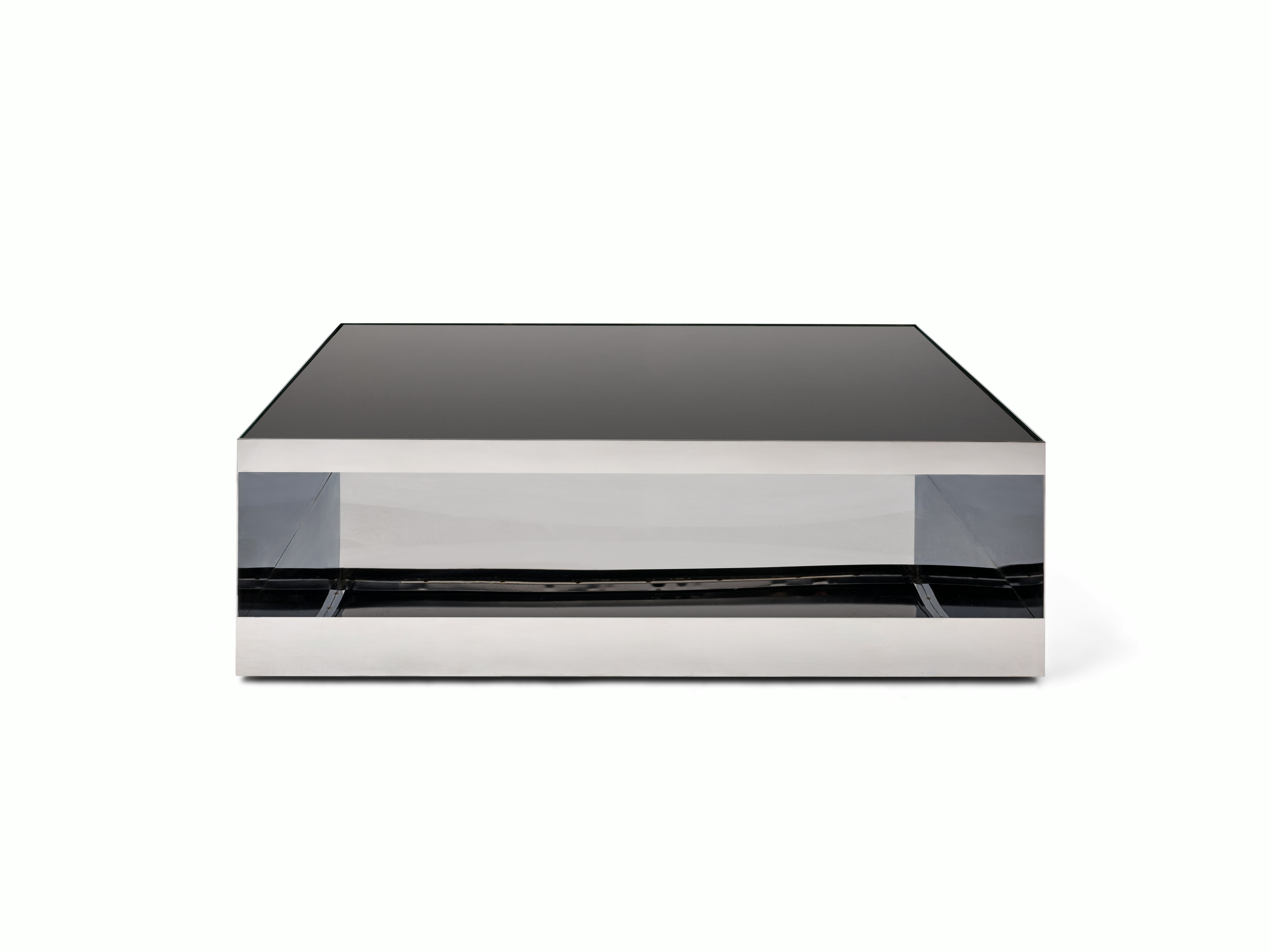 D Urso Occasional Tables - large,  stainless steel,  black painted glass