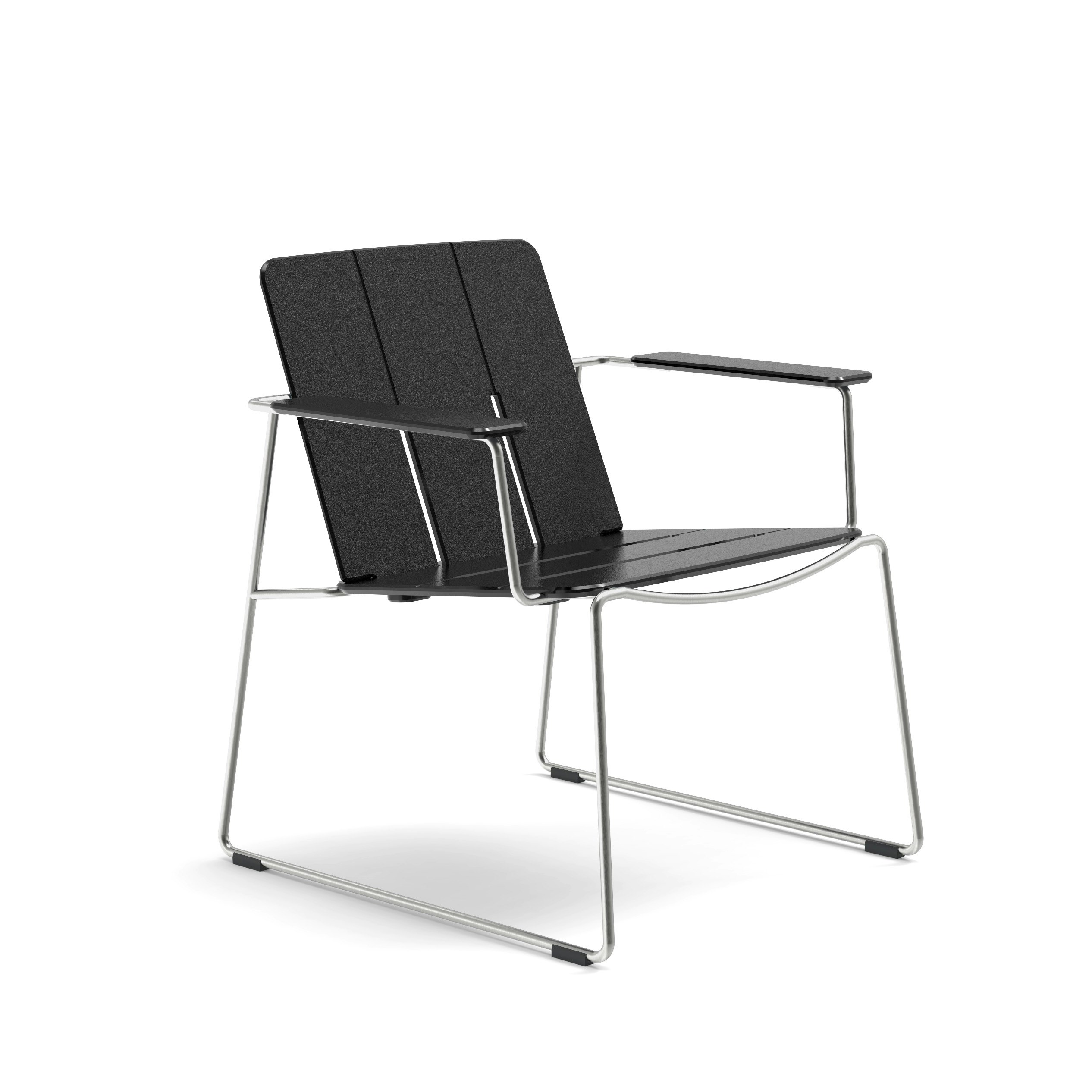 Keene Lounge Chair - Black, Stainless Steel