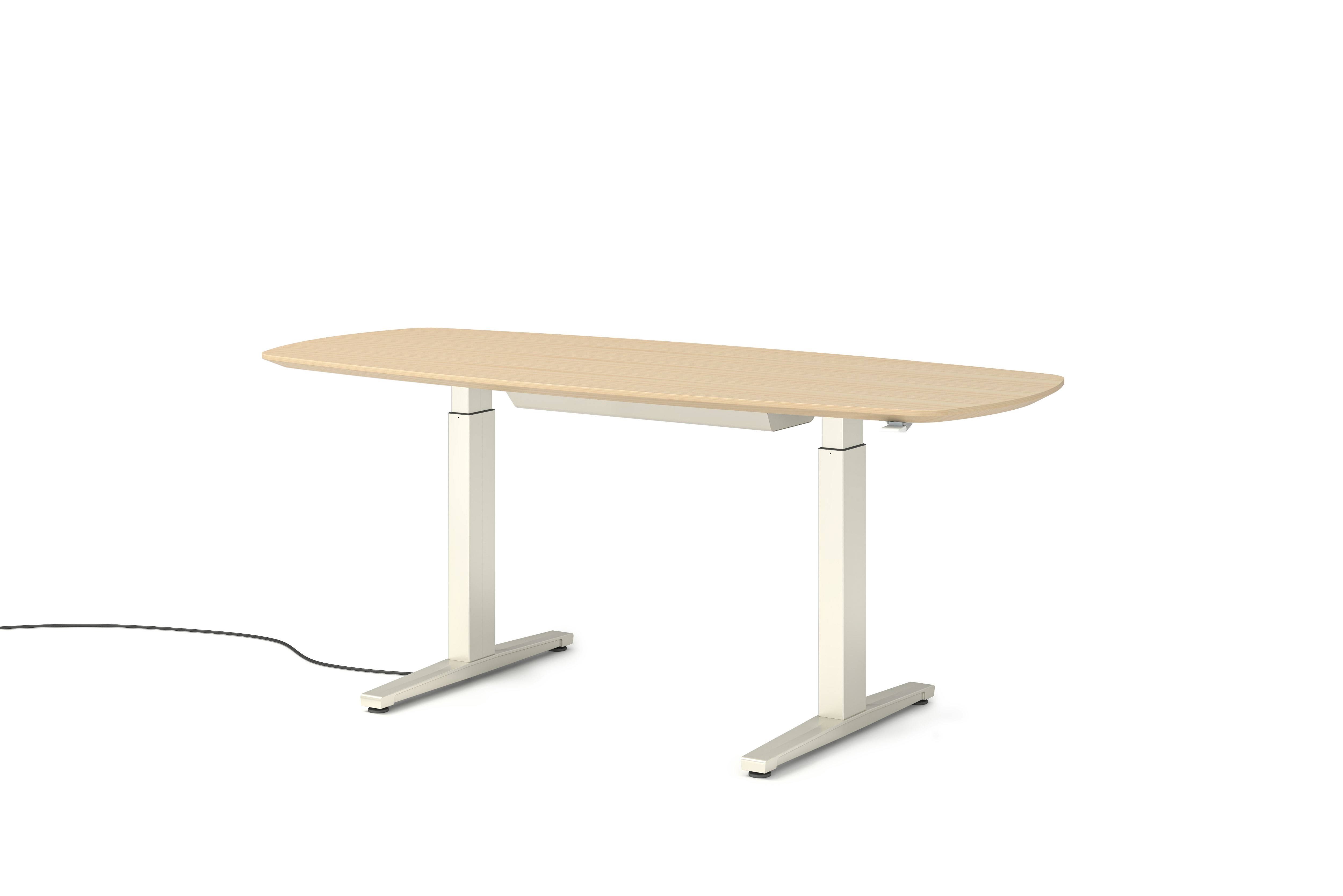 Renew Executive S2S Desk (KIT) - 30in x 72in, Veneer White Ash, White / White, Integrated Cord Management, Hidden Power, Standard, T Leg