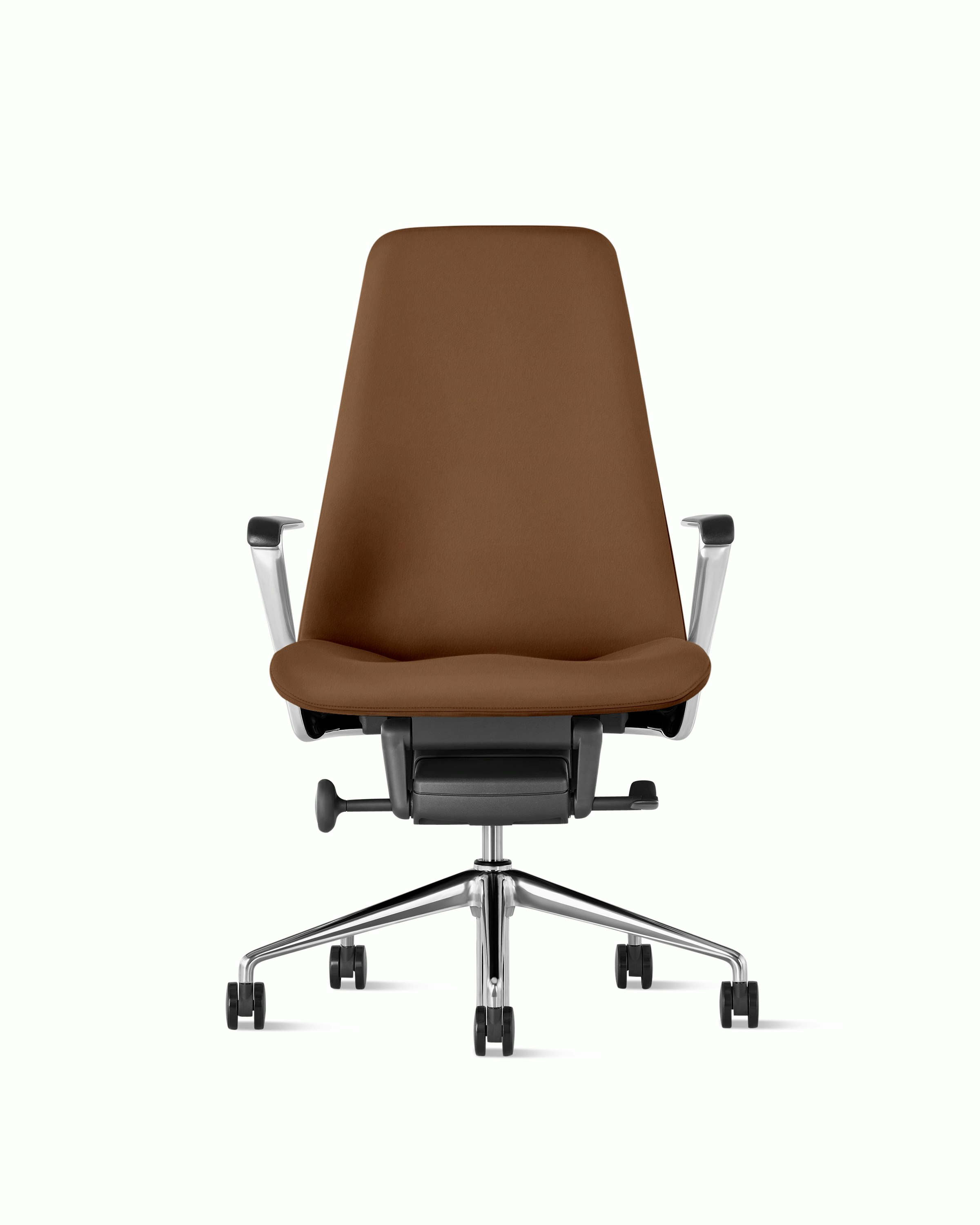 Taper Chair - Prone Leather,  Ledge,  Polished Aluminum,  Hard Floor or Carpet Caster