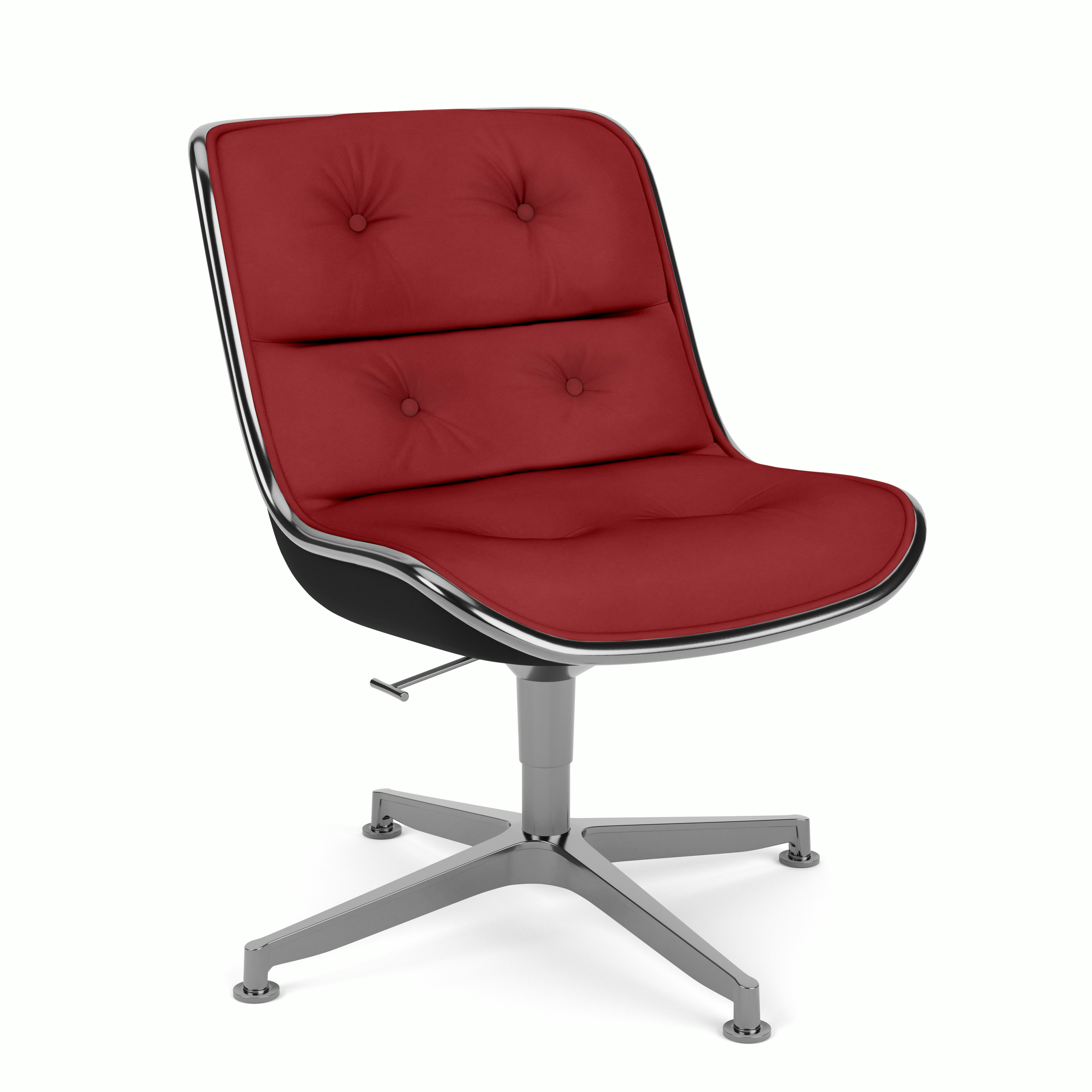 Pollock Executive Side Chair - 4 Star,  Polished Aluminum,  Ultrasuede,  Tomato