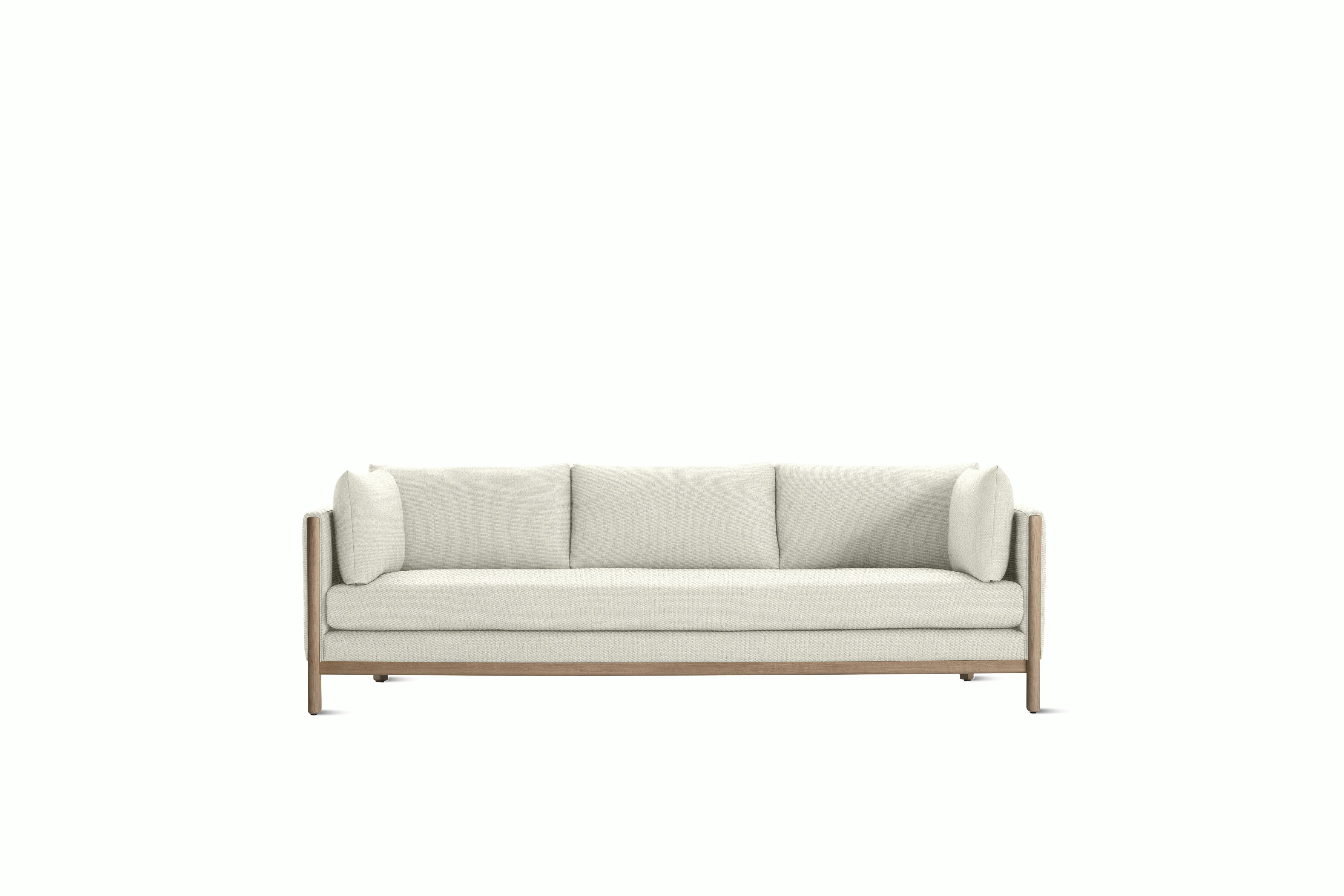 Emmy 92 Sofa - Album Linen, Magnolia, Oak Base