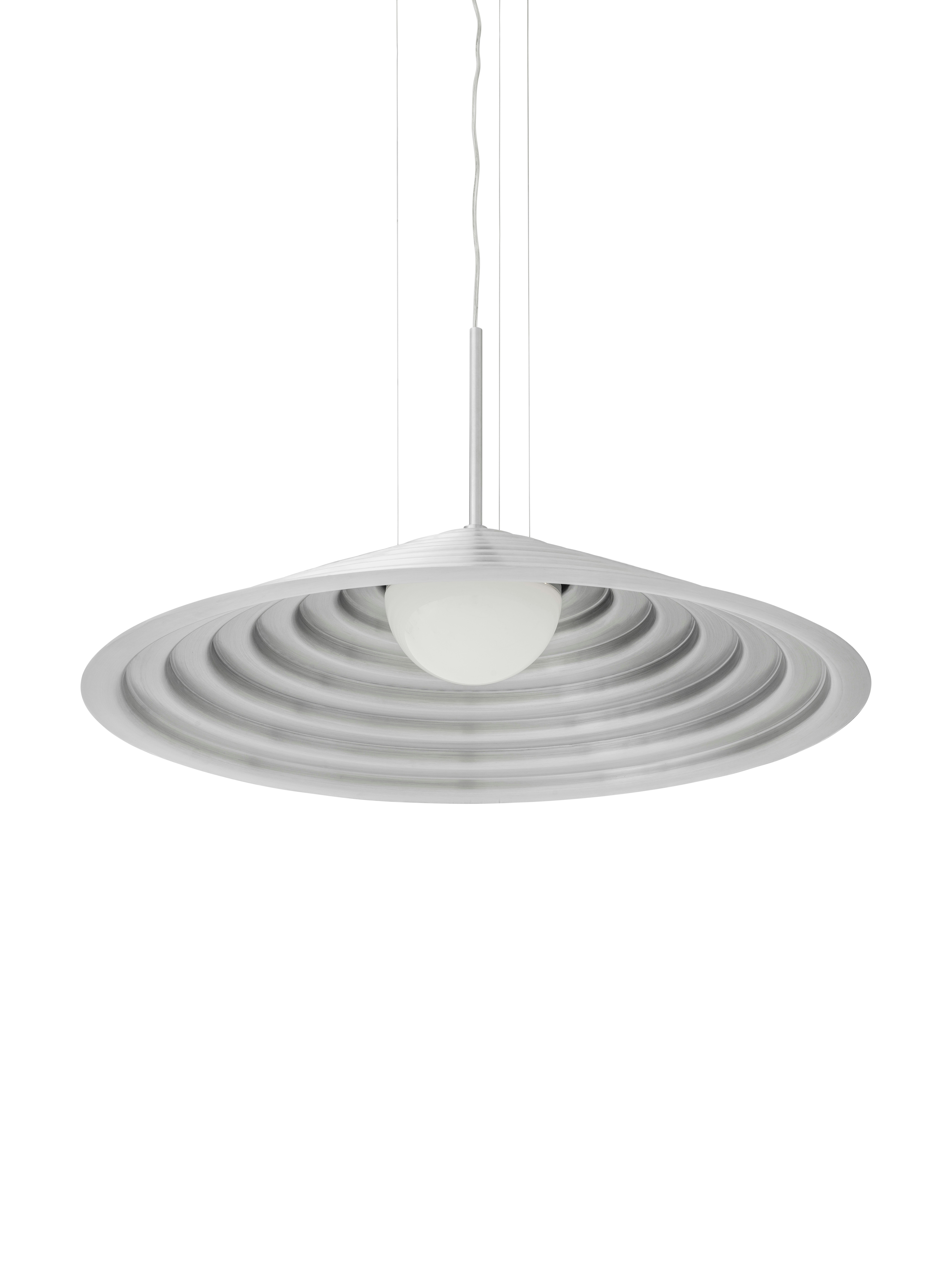 A detailed look at a Chancery Pendant Lamp in Aluminum.