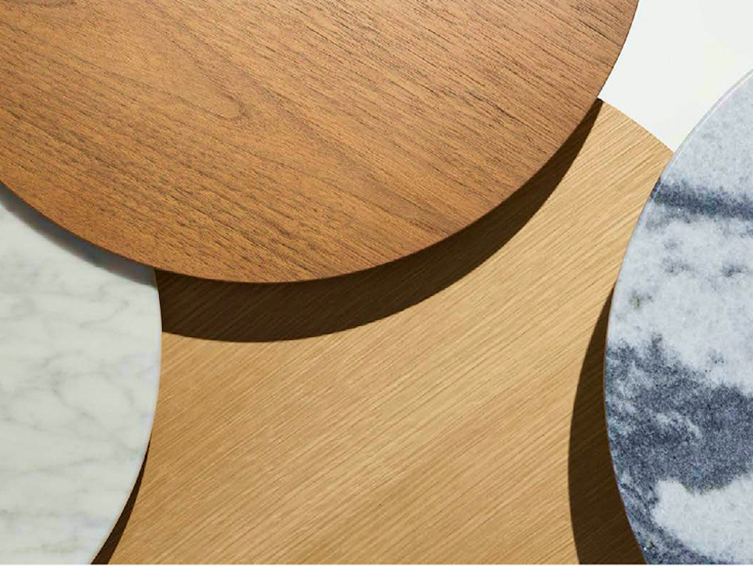 A top down view of several round tables
