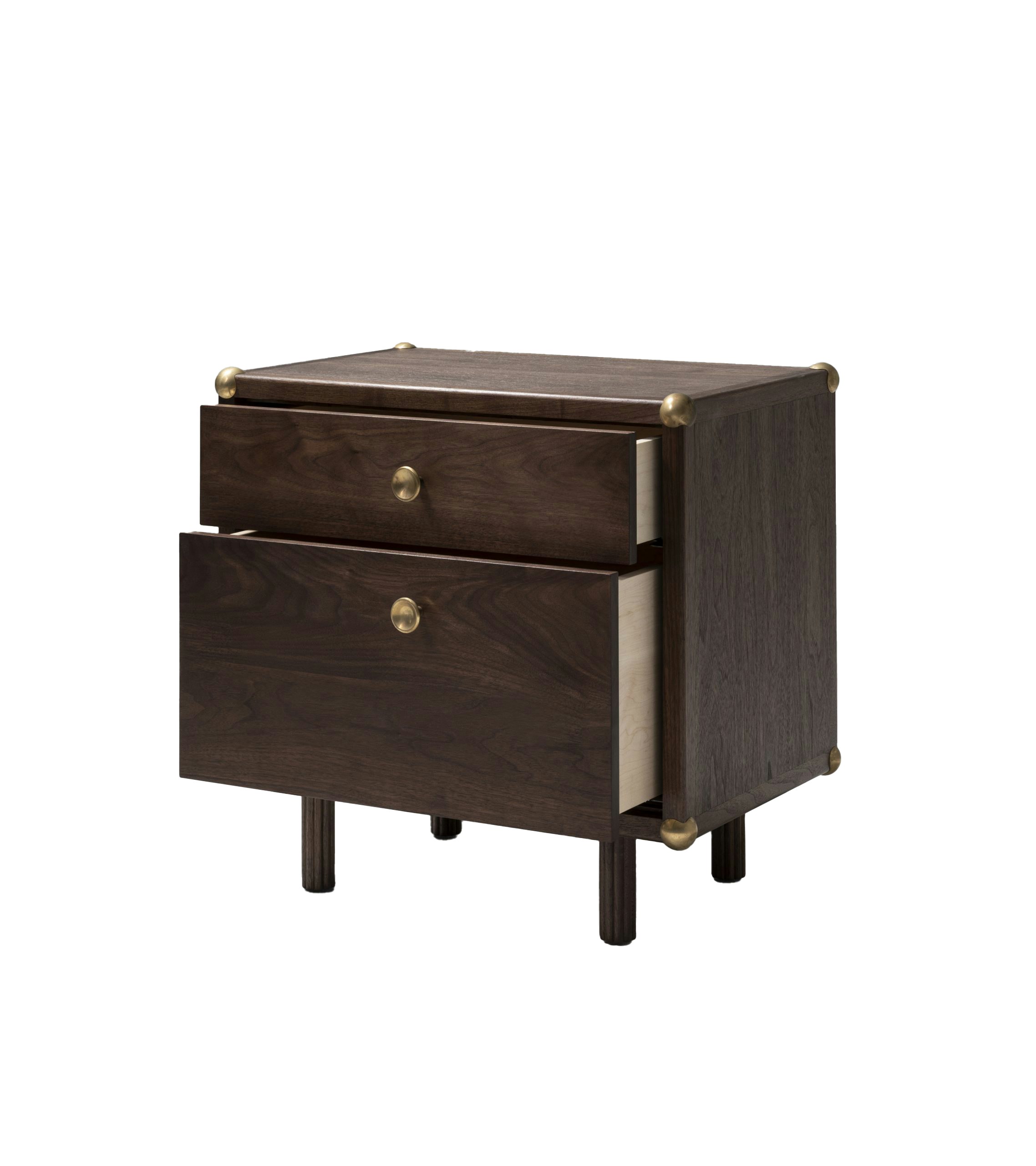 Lafayette Bedside Table - Black Walnut, Unlacquered Brass