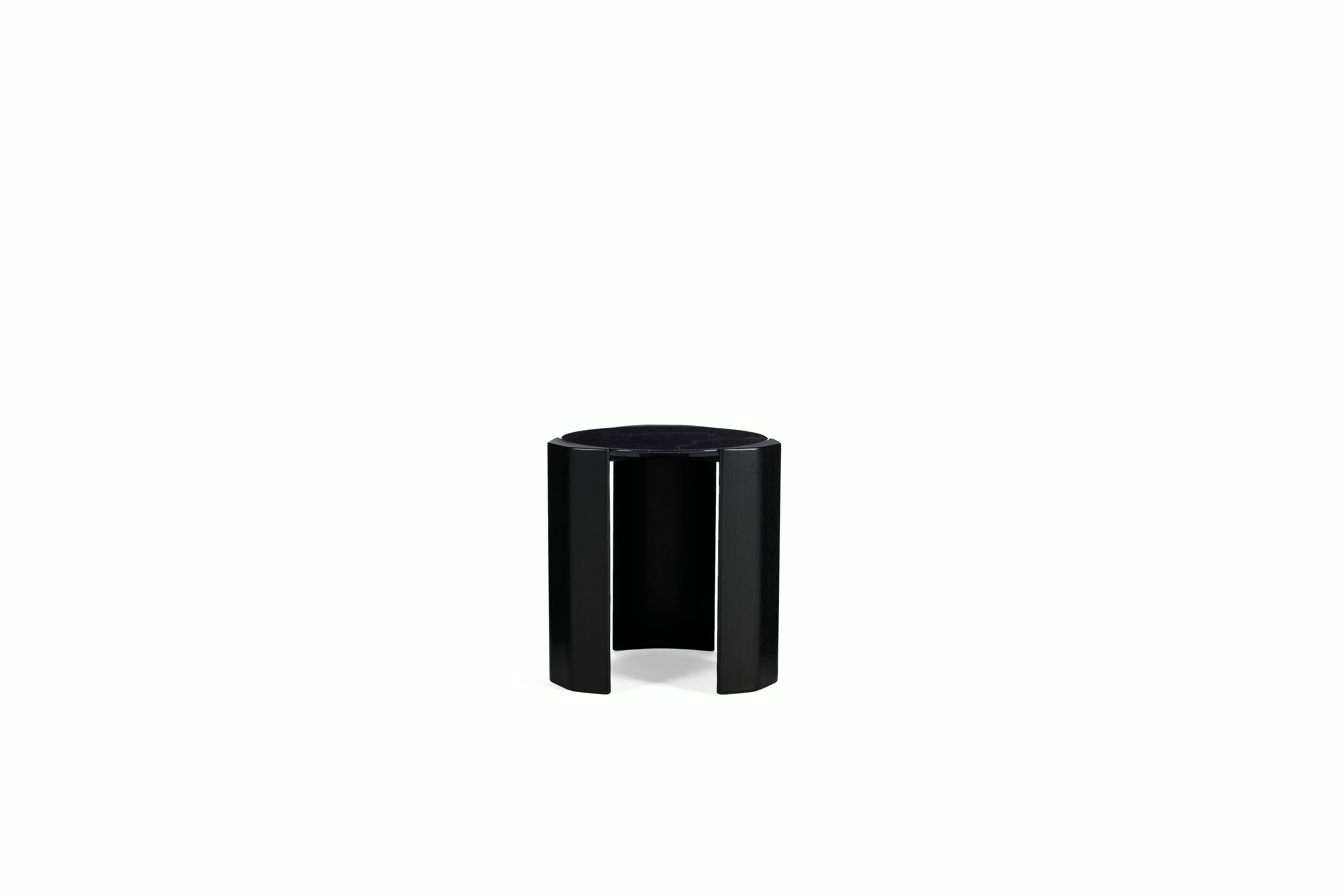 Atlason Organic Slab Side Table - Nero Marquina Marble, Black Ash