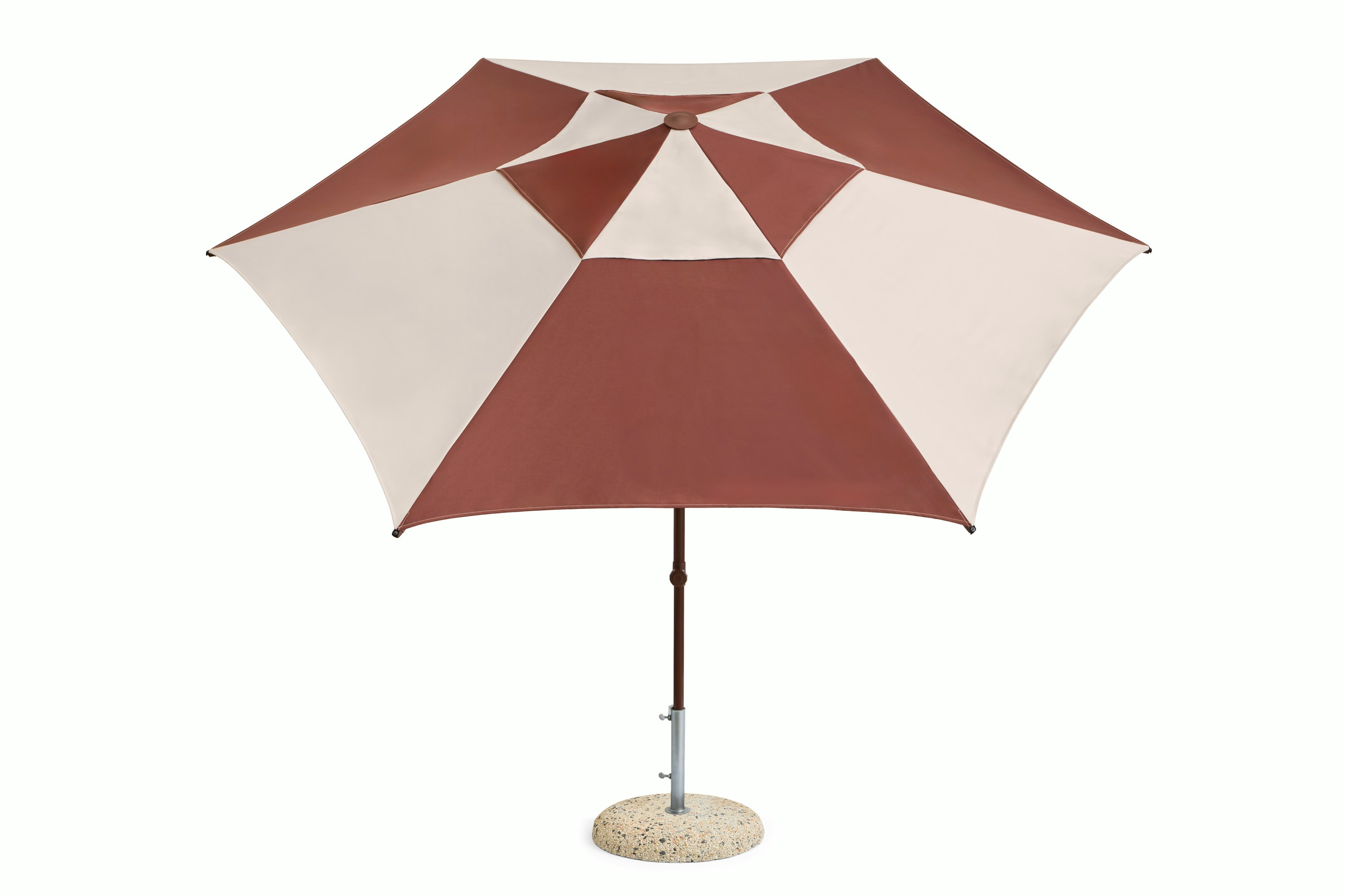 Terrazza Parasol - 10ft Hexagon, Off-white and Burgundy
