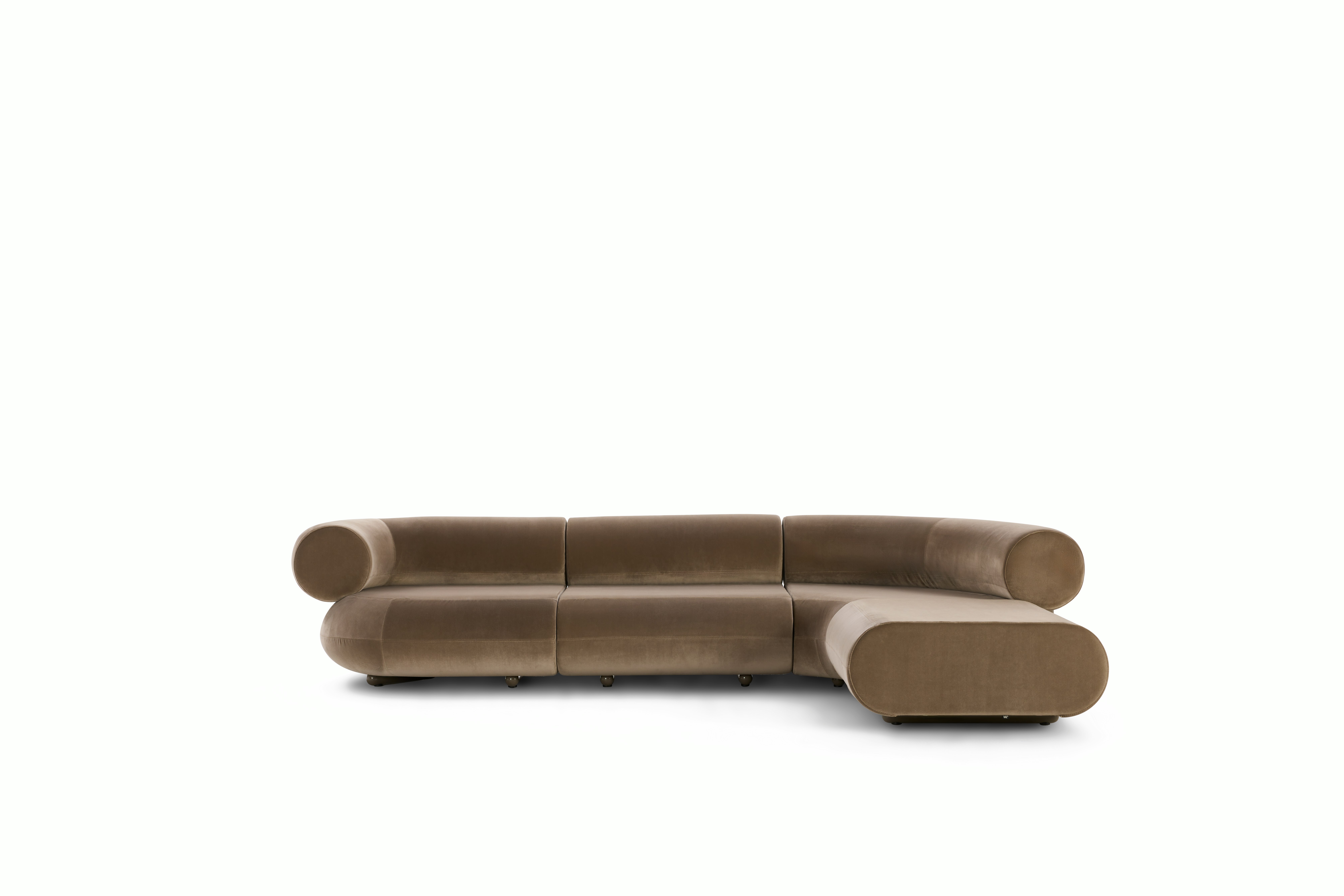 Fat L-Shaped Modular Sofa - Royal Velvet, Cashew, Beige Grey	