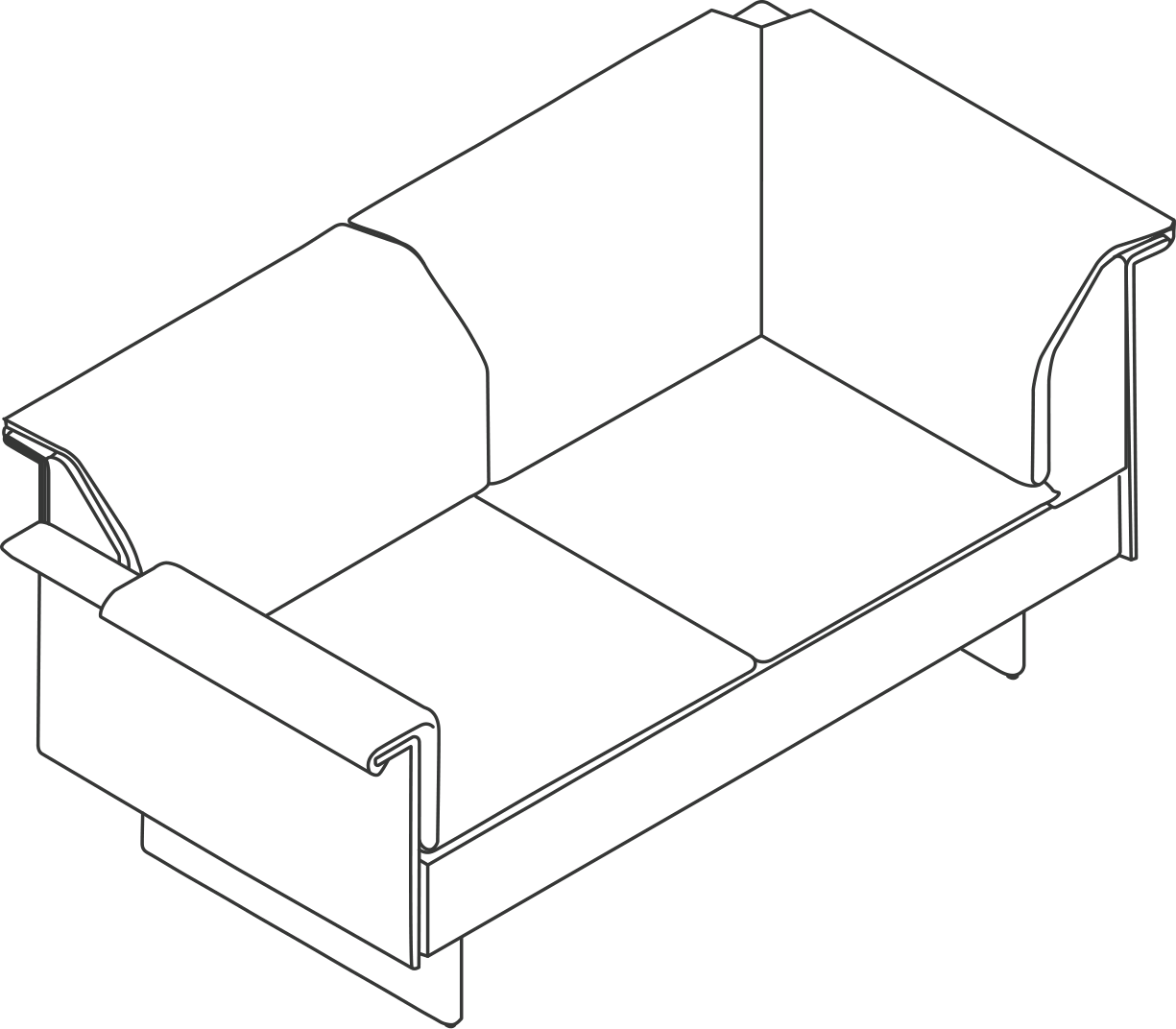 A line drawing - Mantle Sectional Sofa | Settee | Left Corner | Right Arm