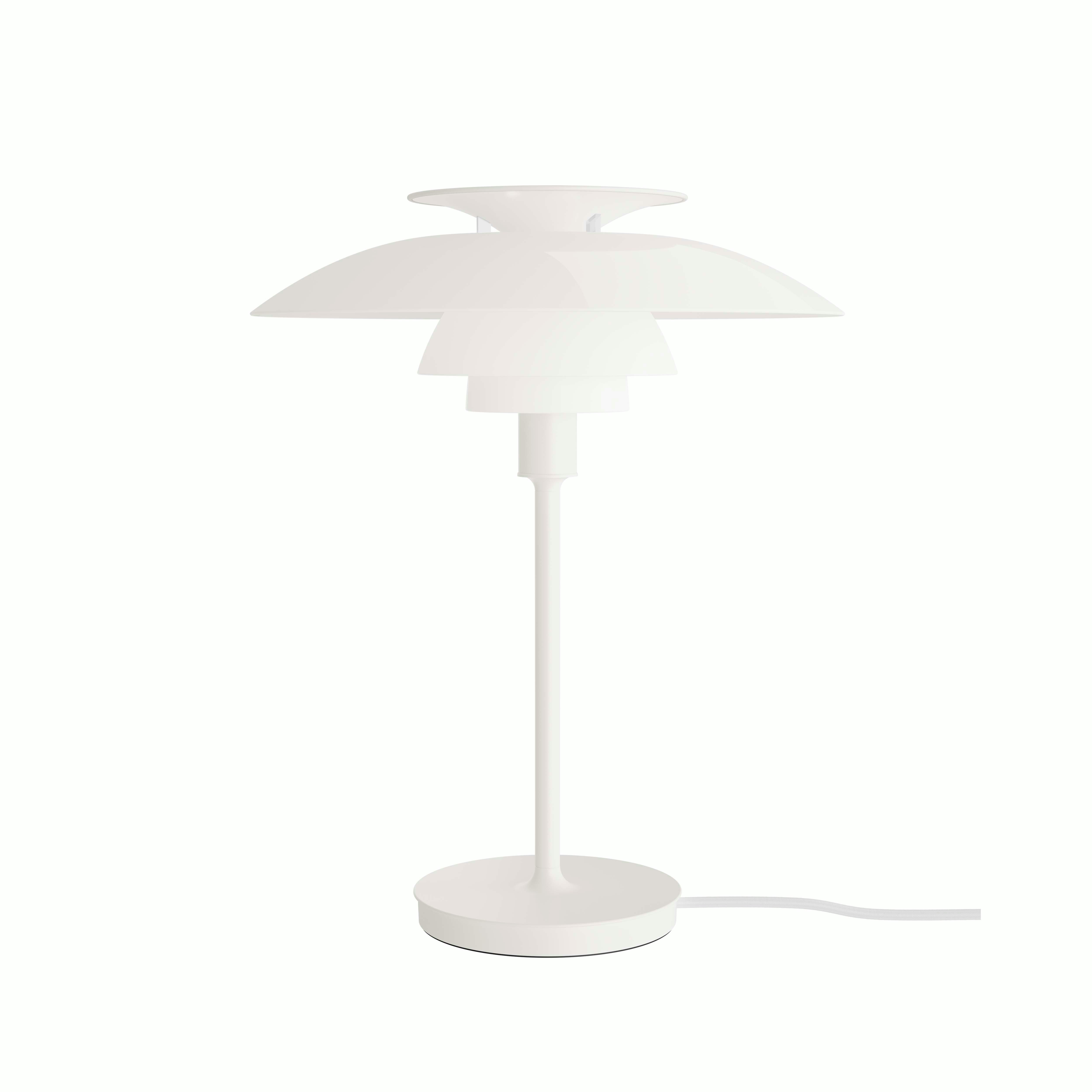 A PH 80 Table Lamp in White viewed from the front.