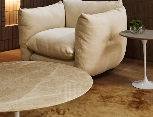 Perron Pillo Lounge Chair with Saarinen Coffee and Side Table Perron Pillo Lounge Chair Saarinen Coffee Side Table