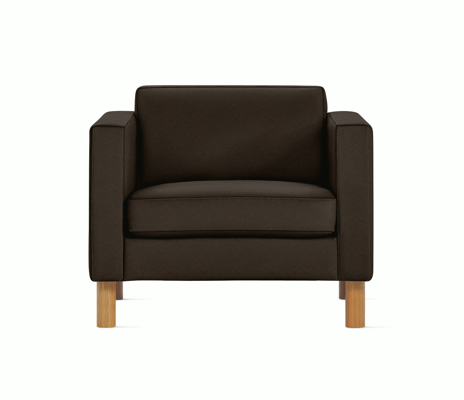 Lispenard Arm Chair in java brown leather  with 6" legs.