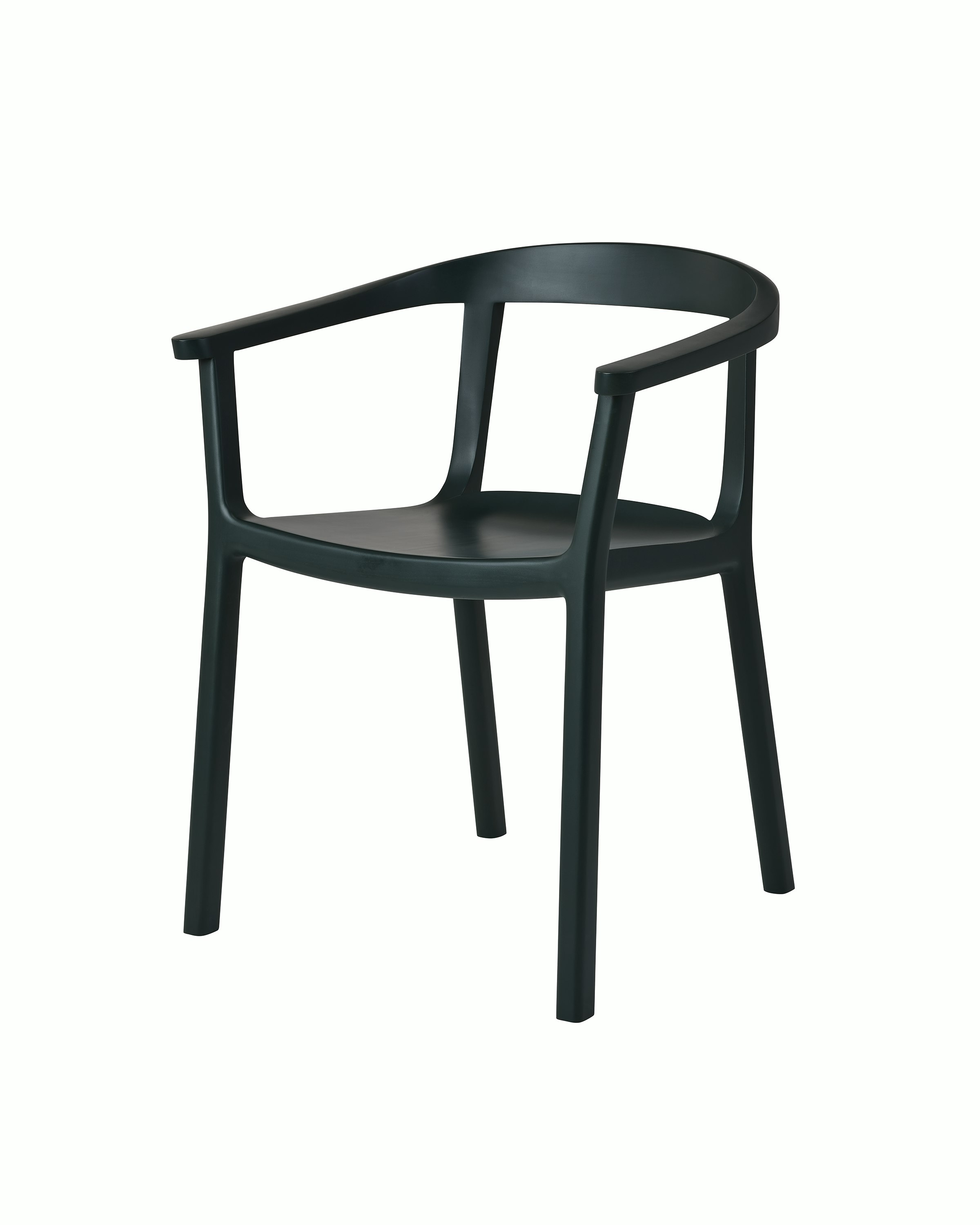 Lijn Armchair by Carole Baijings for Geiger in Ivy frame, angled front view on a white sweep.