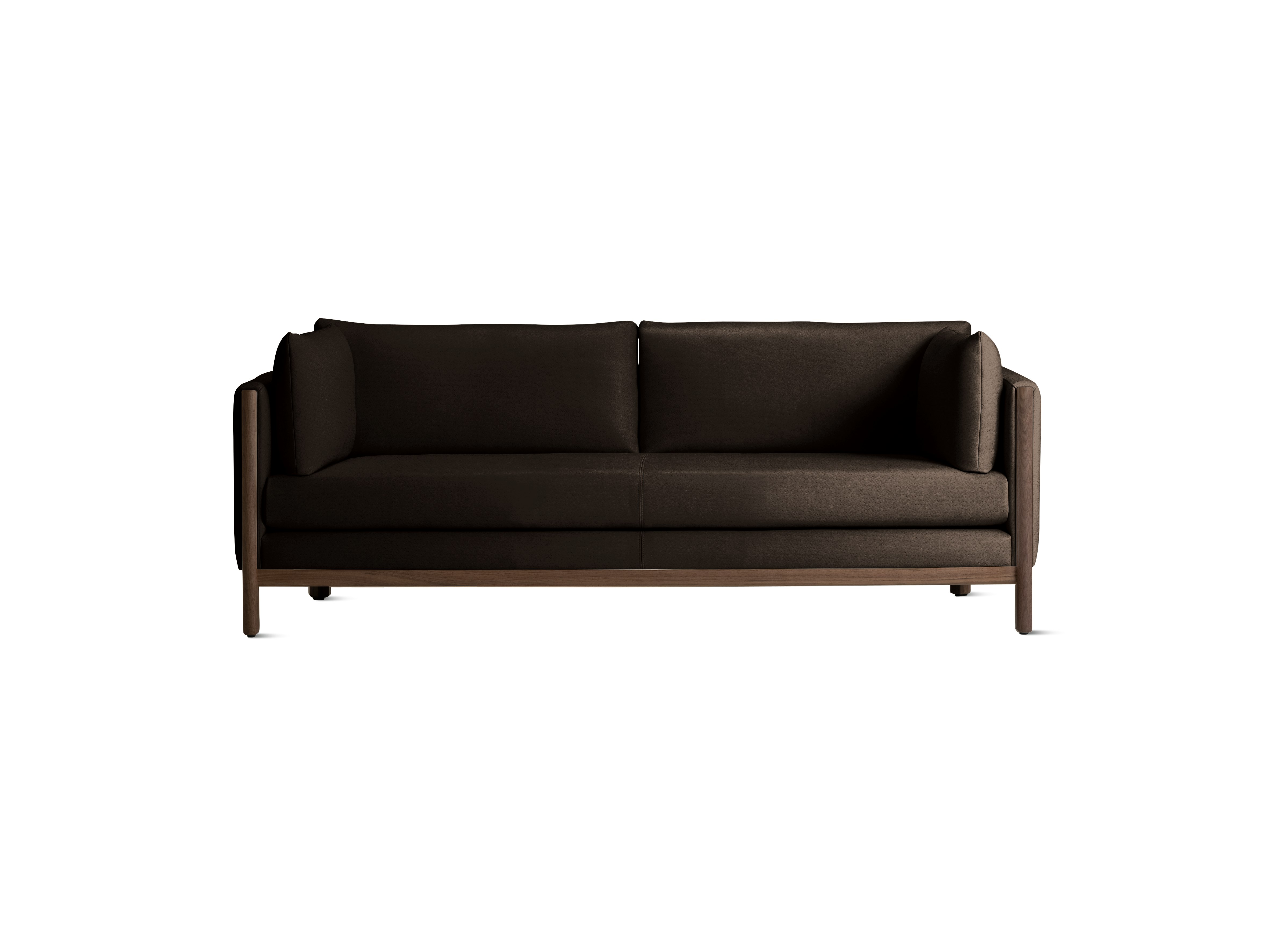 Emmy Sofa, 80 In, Crypton Sintra Velvet, Mink, Walnut