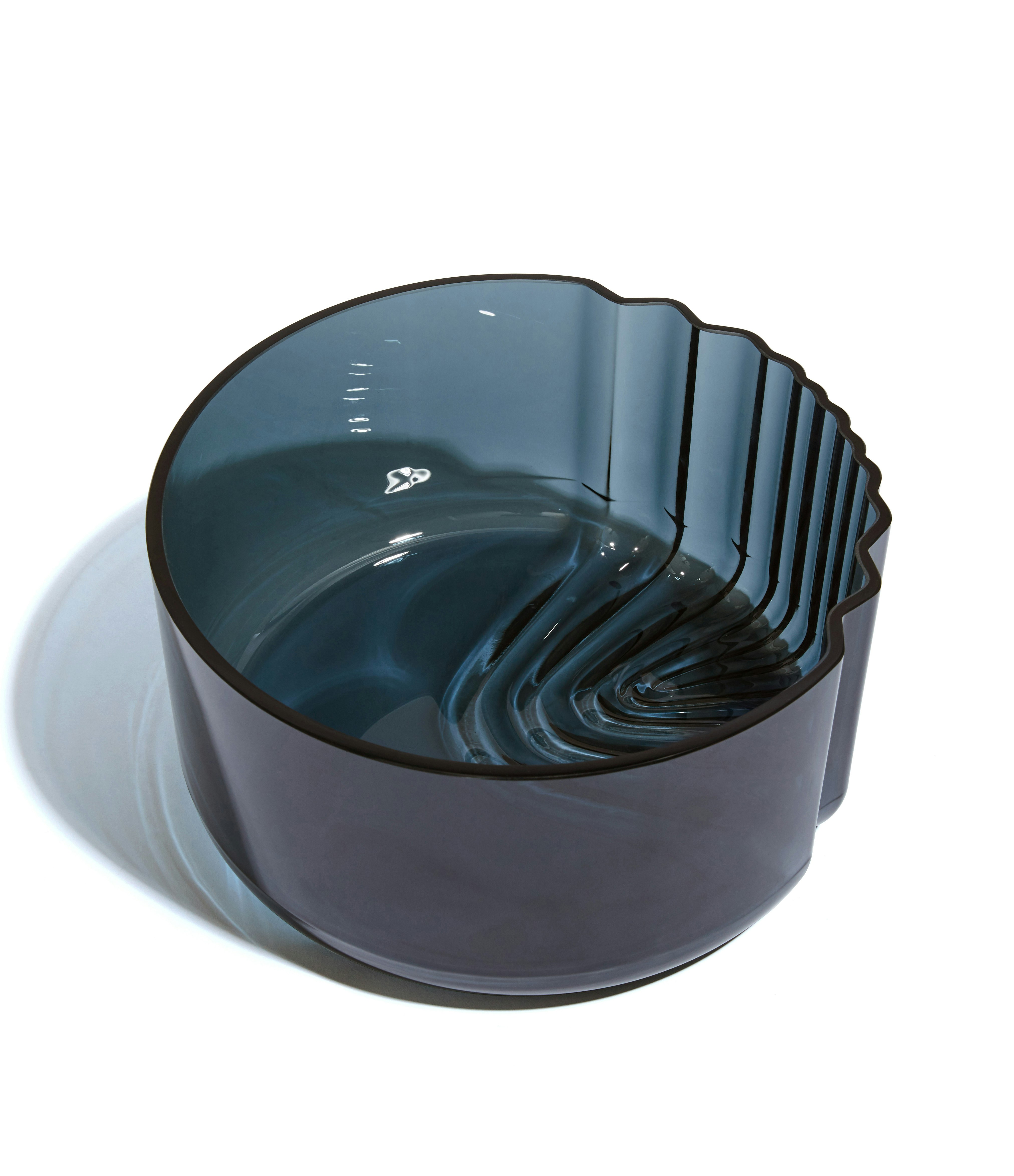 A Pulse Bowl in Dark Blue viewed from the top.