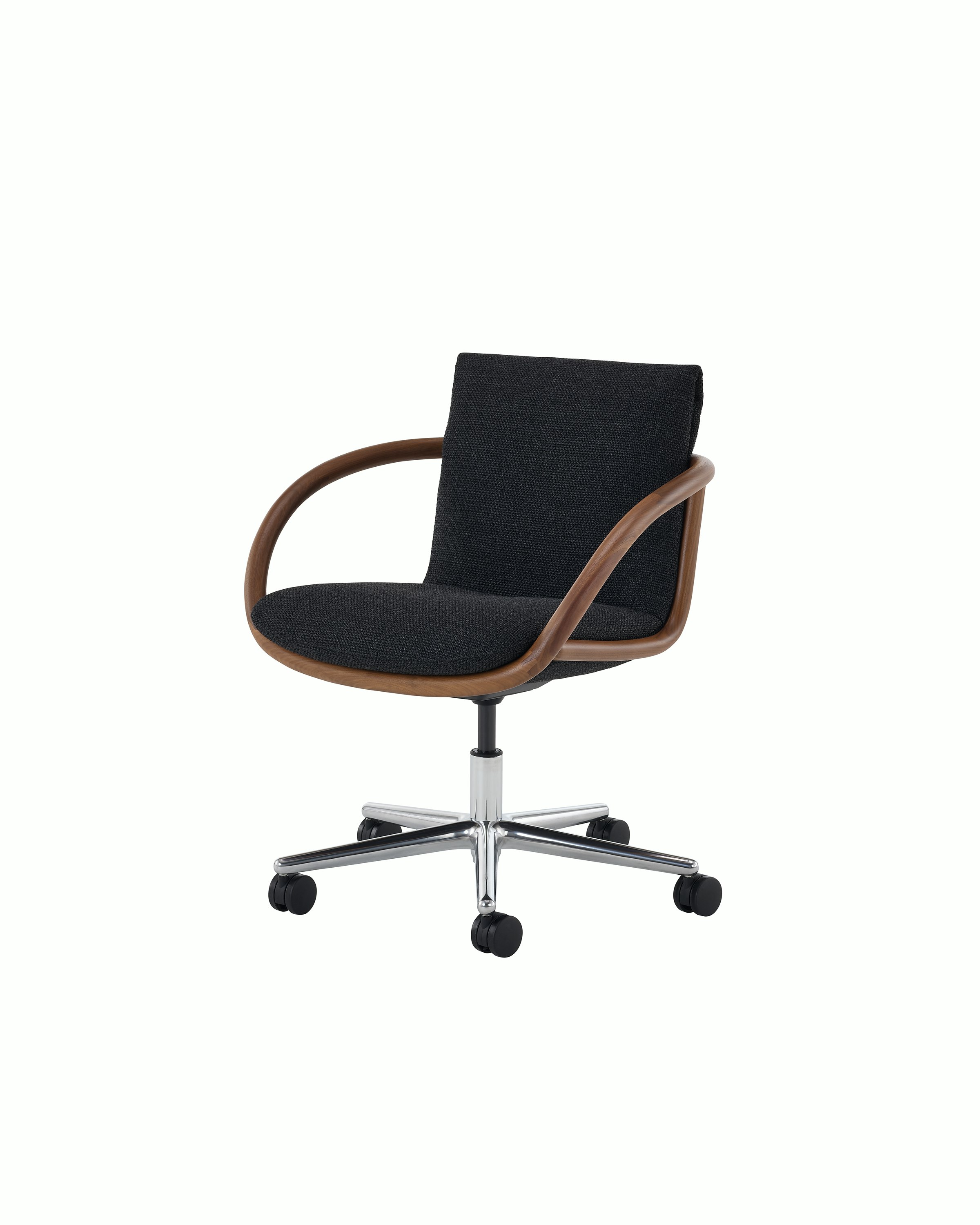 Full Loop Office Chair in Walnut on five star base with casters.