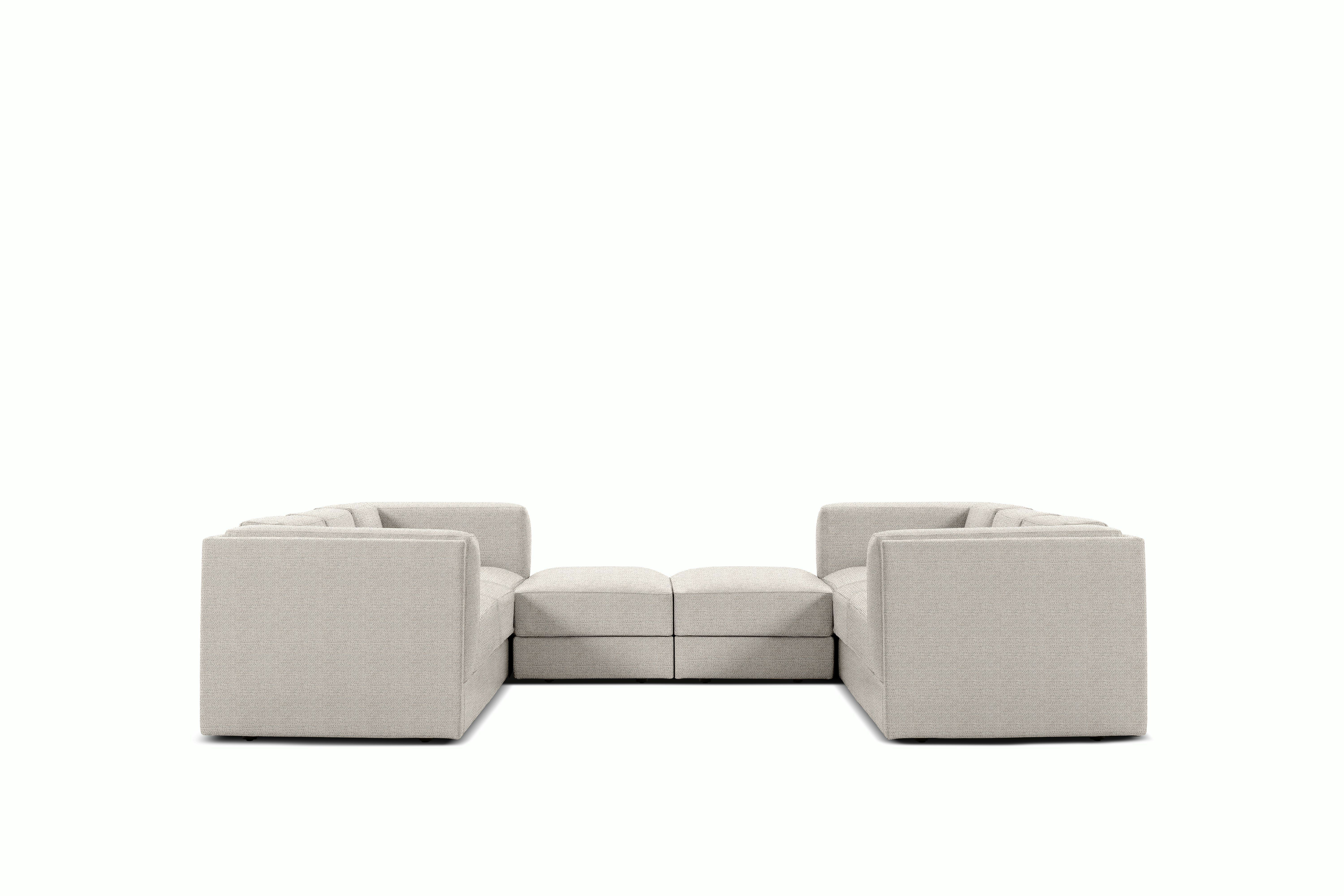 Symme U-Sectional - Fabric Frame,  Pebble Weave,  Buff,  Pebble Weave,  Buff