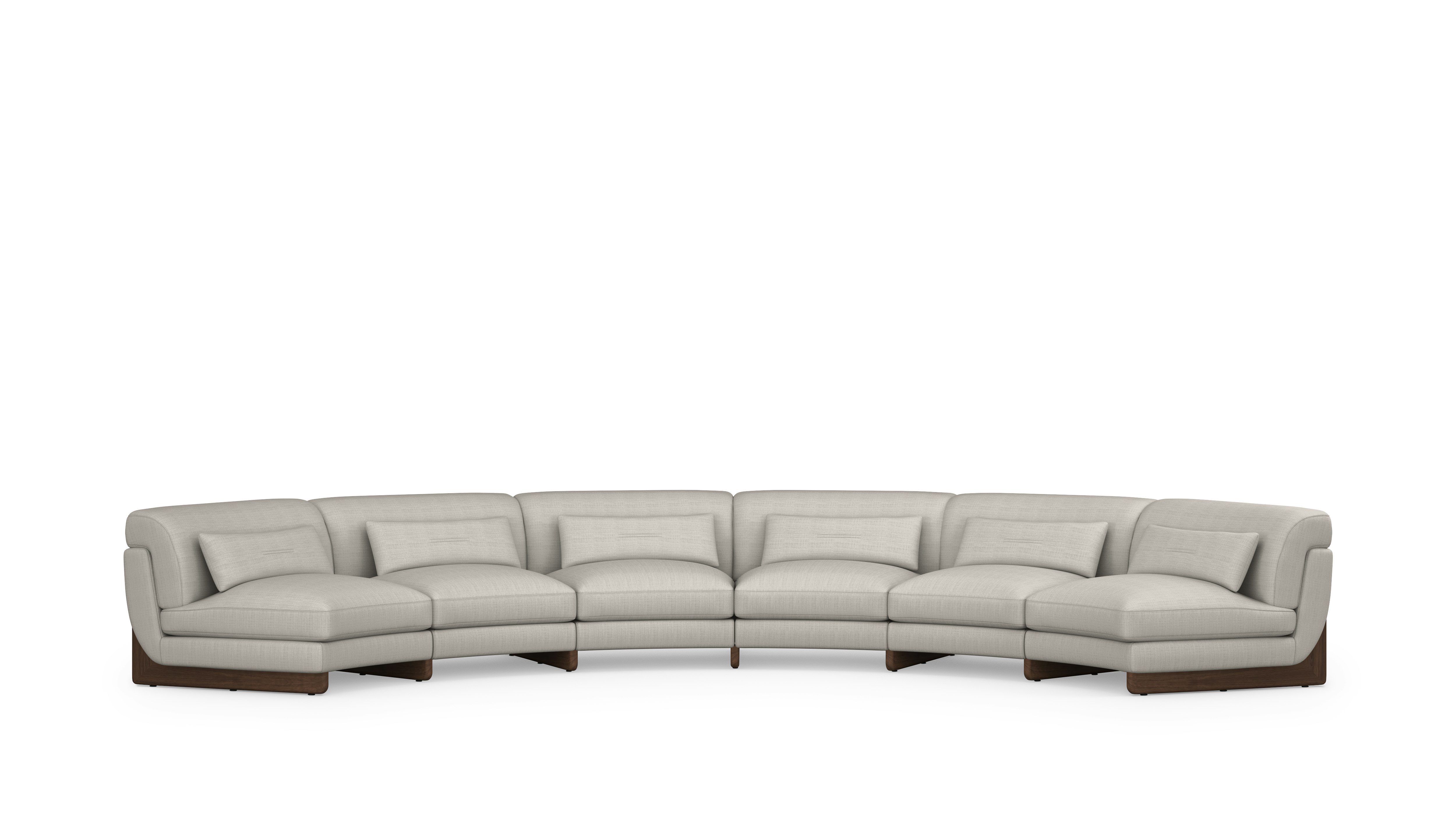 Contra Wedge Sectional - 6 Seat, Pebble Weave, Buff, Walnut