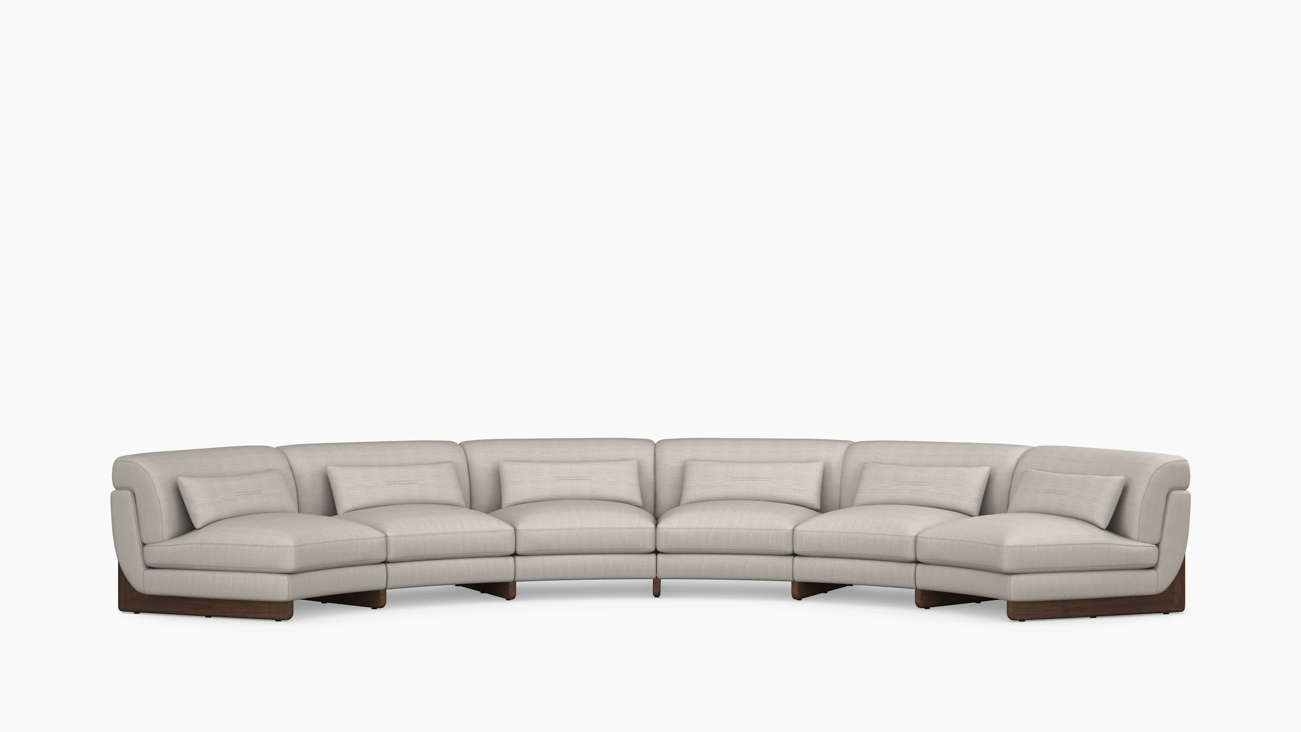 Contra Wedge Sectional - 6 Seat, Pebble Weave, Buff, Walnut