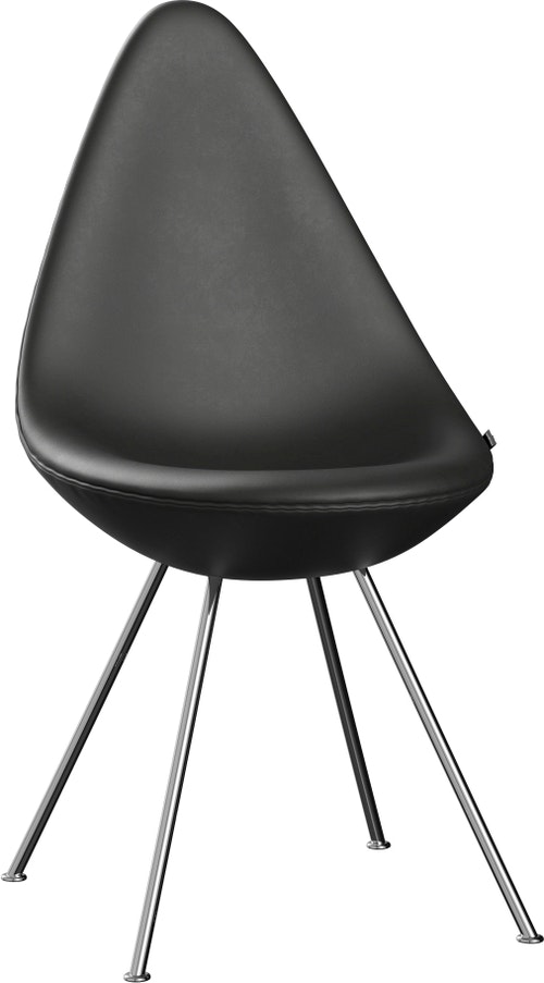 Drop Chair - Essential Leather, Black, Chrome