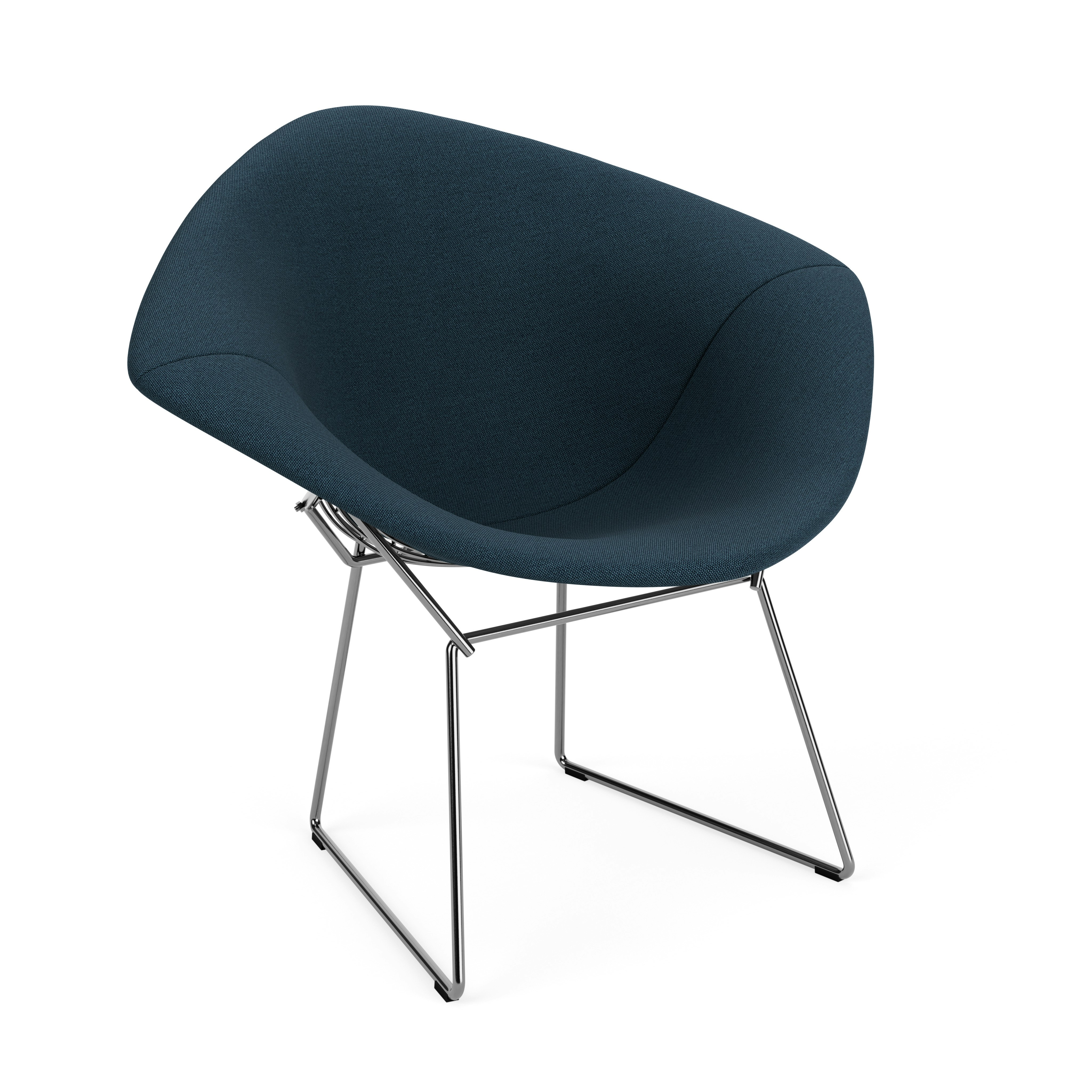Bertoia Diamond Chair, Polished Chrome, Full Cover, Hourglass, Indigo