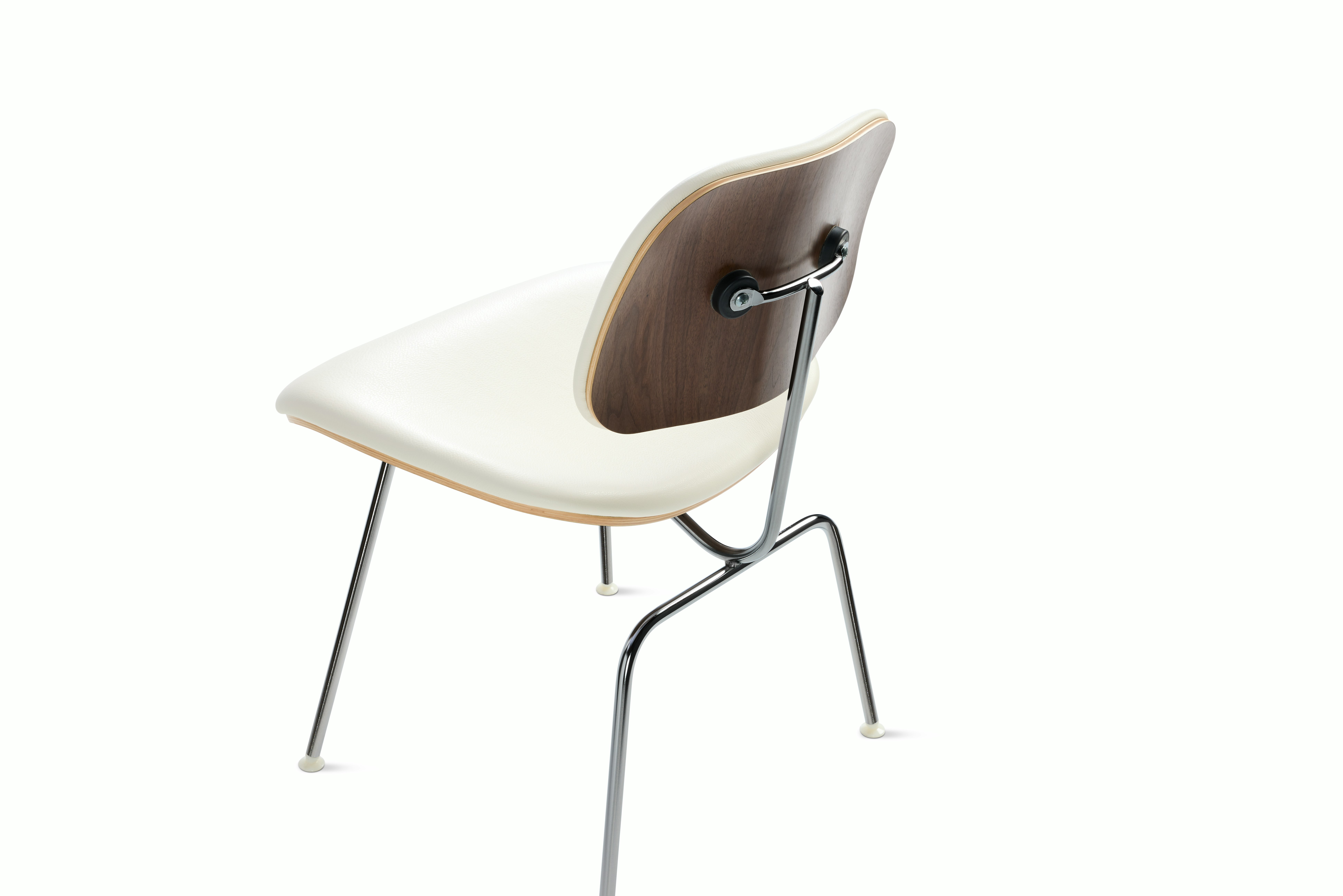 Eames Molded Plywood DCM - Upholstered,  Walnut,  Prone Leather,  Lotus,  Chrome