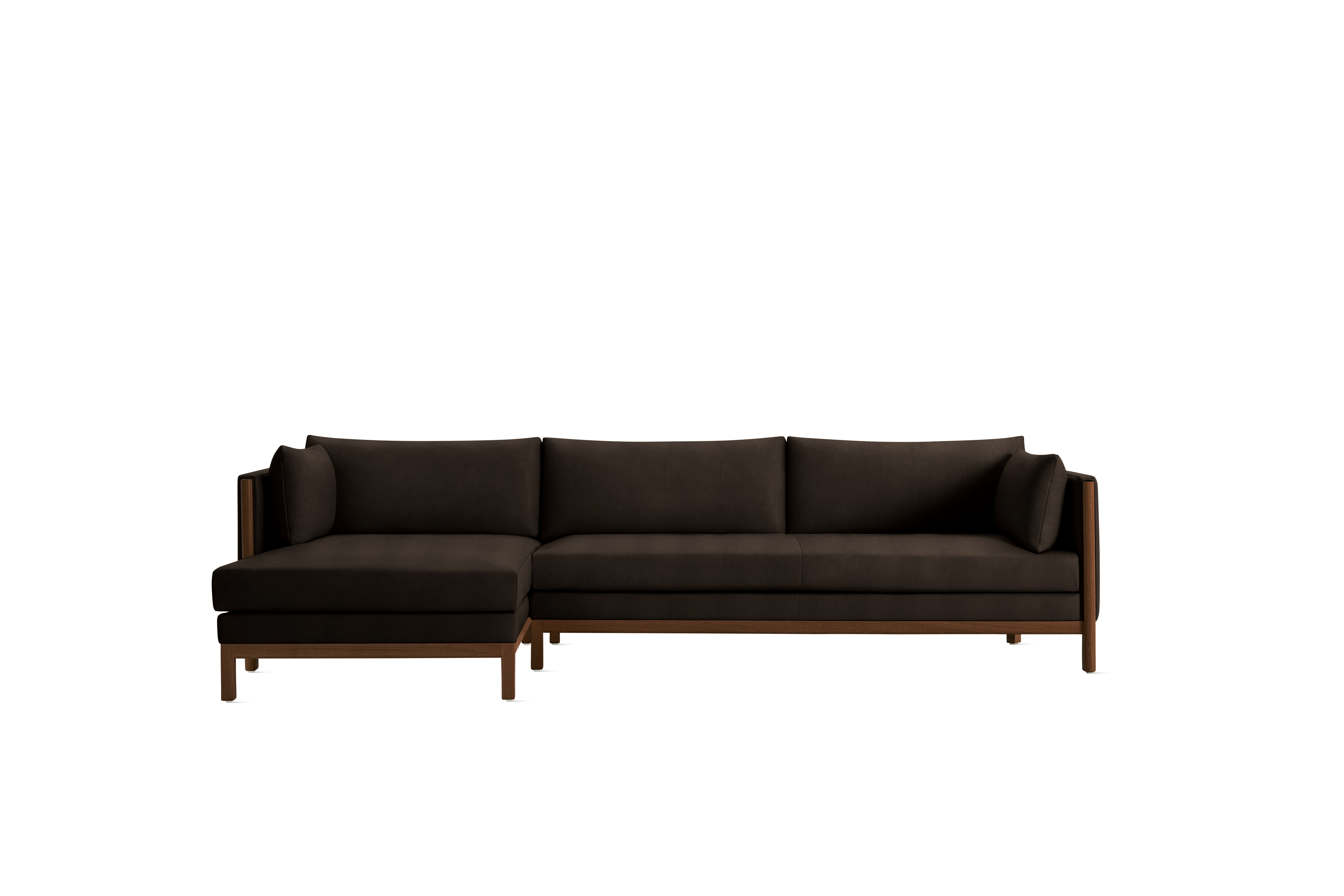 Emmy Sectional - Crypton Sintra Velvet, Mink, Walnut, Left