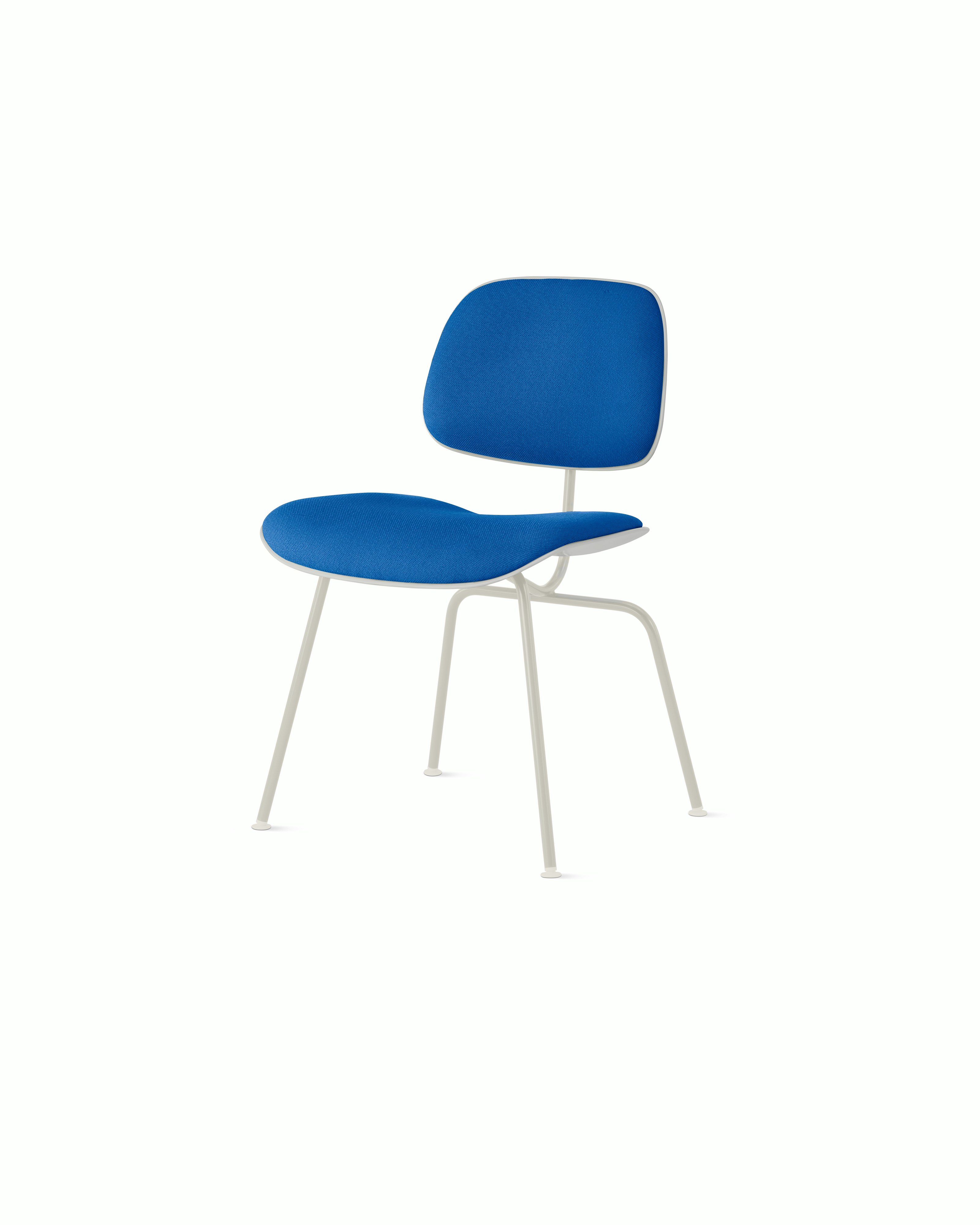 Eames Molded Plastic Dining Chair (EC-127) - Side Chair, Upholstered, White, Hopsak, Cobalt Blue, White