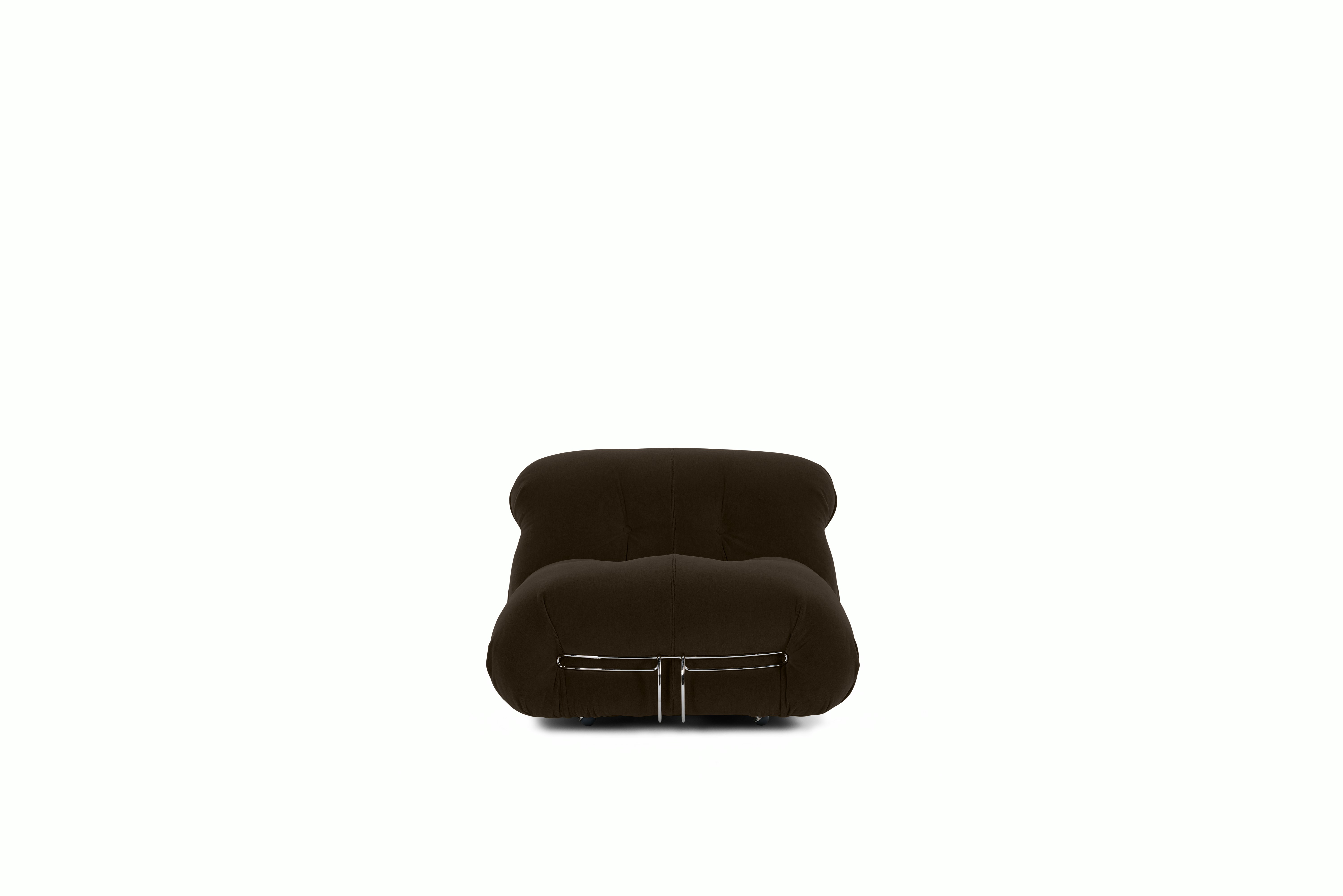 Soriana Armless Chair - cocoa,  chrome