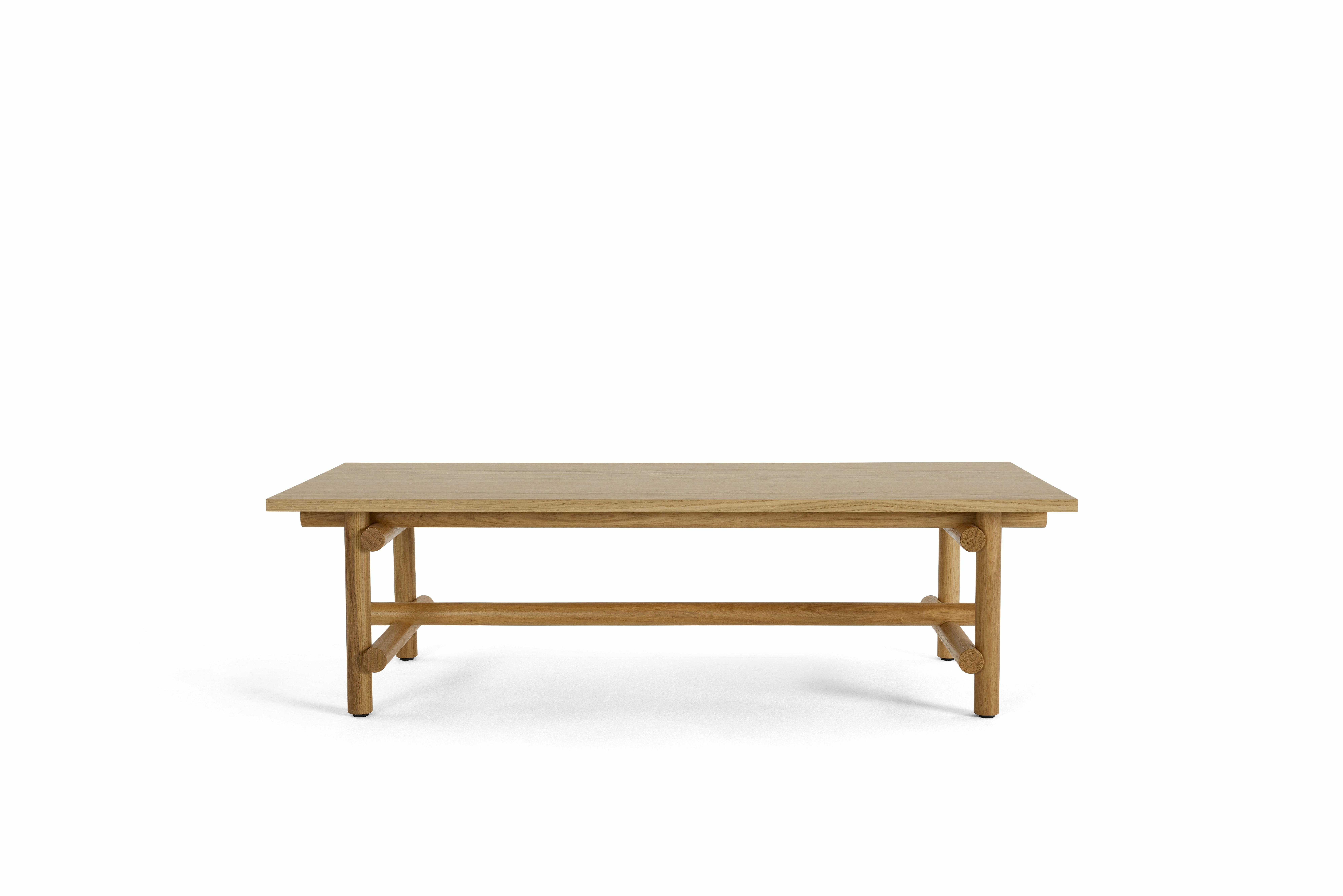 A Muecke Coffee Table in White Oak viewed from the front.
