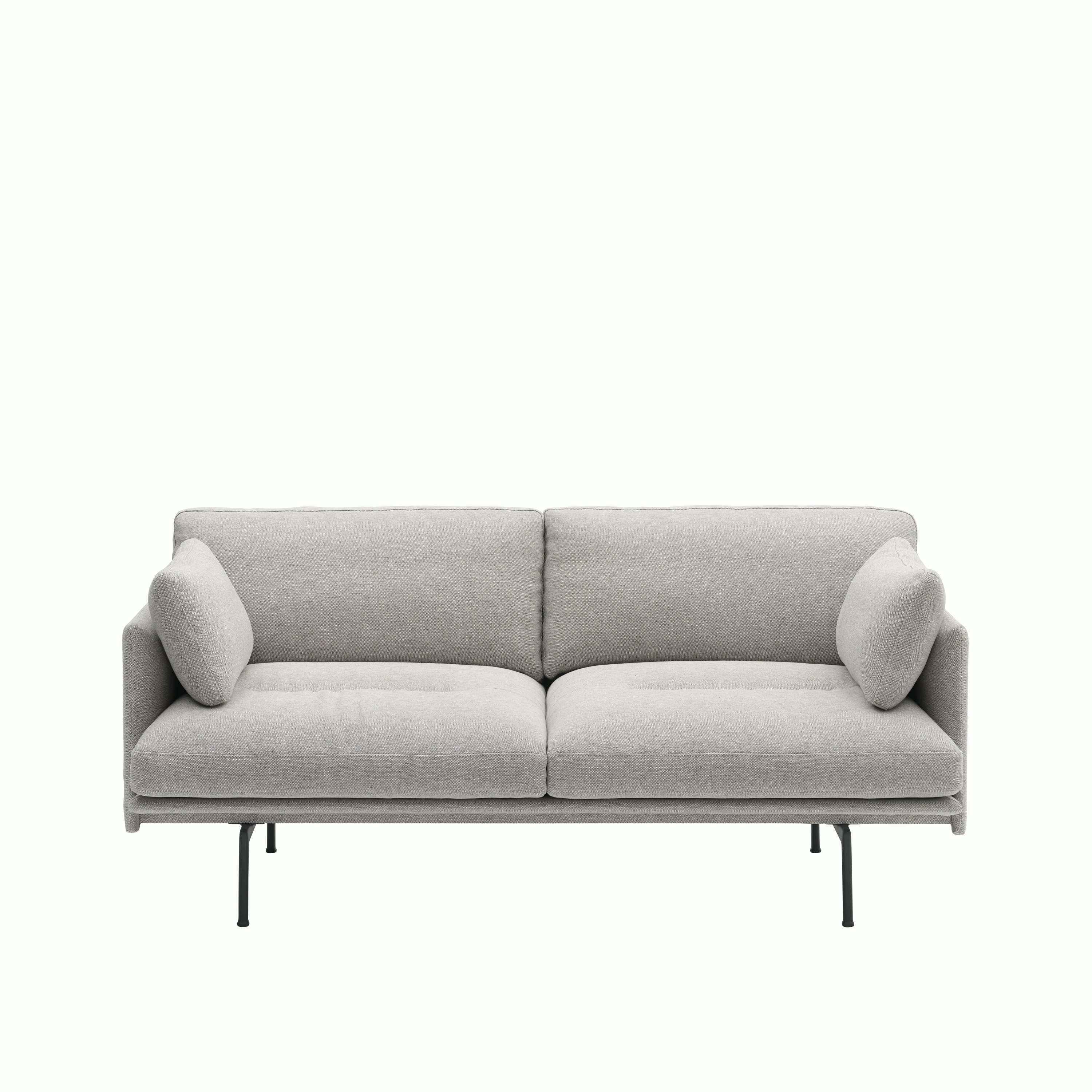 Outline Sofa with Cushions in Clay 12 Viewed from Front