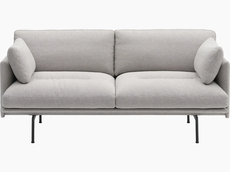 Outline Sofa with Cushions in Clay 12 Viewed from Front