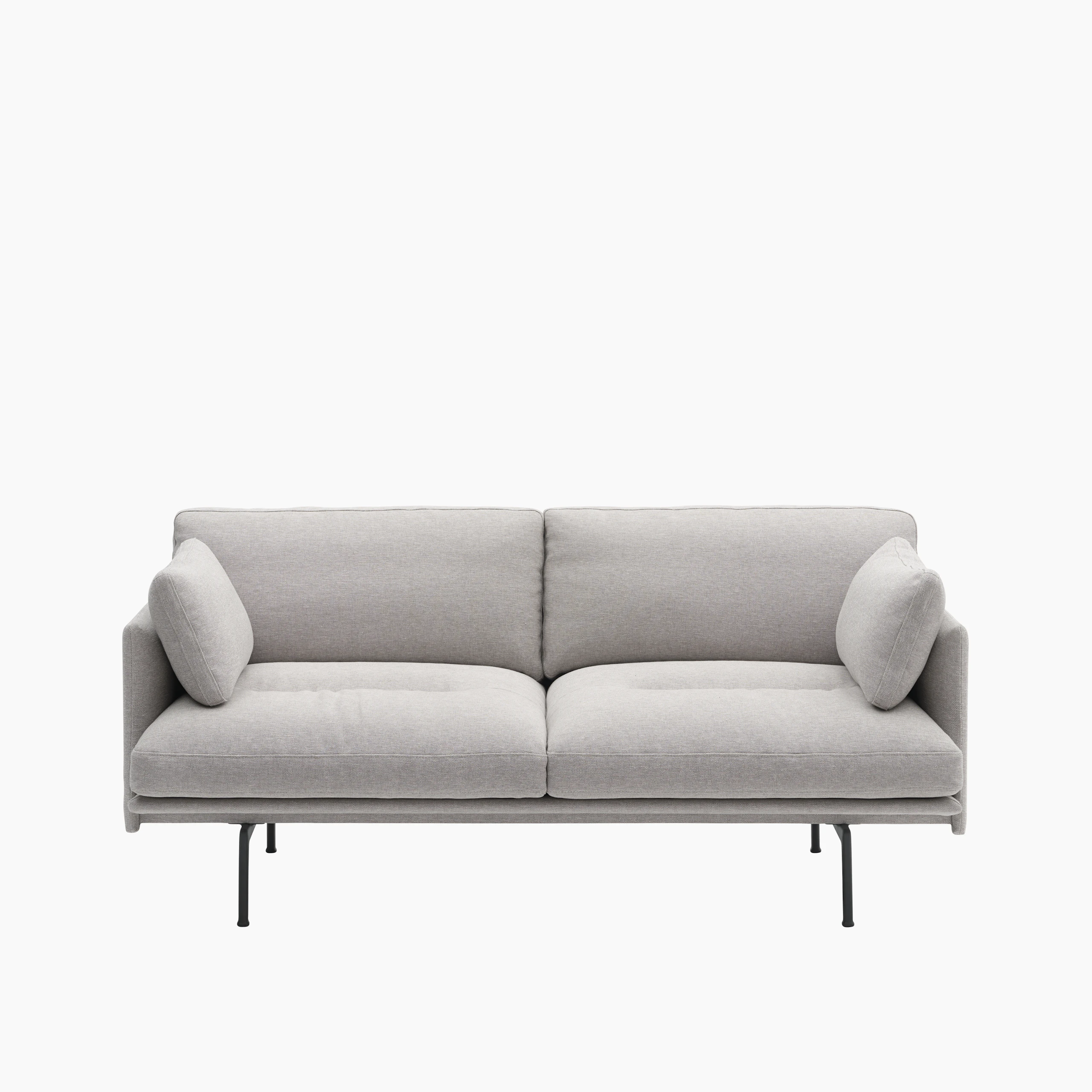 Outline Sofa with Cushions in Clay 12 Viewed from Front