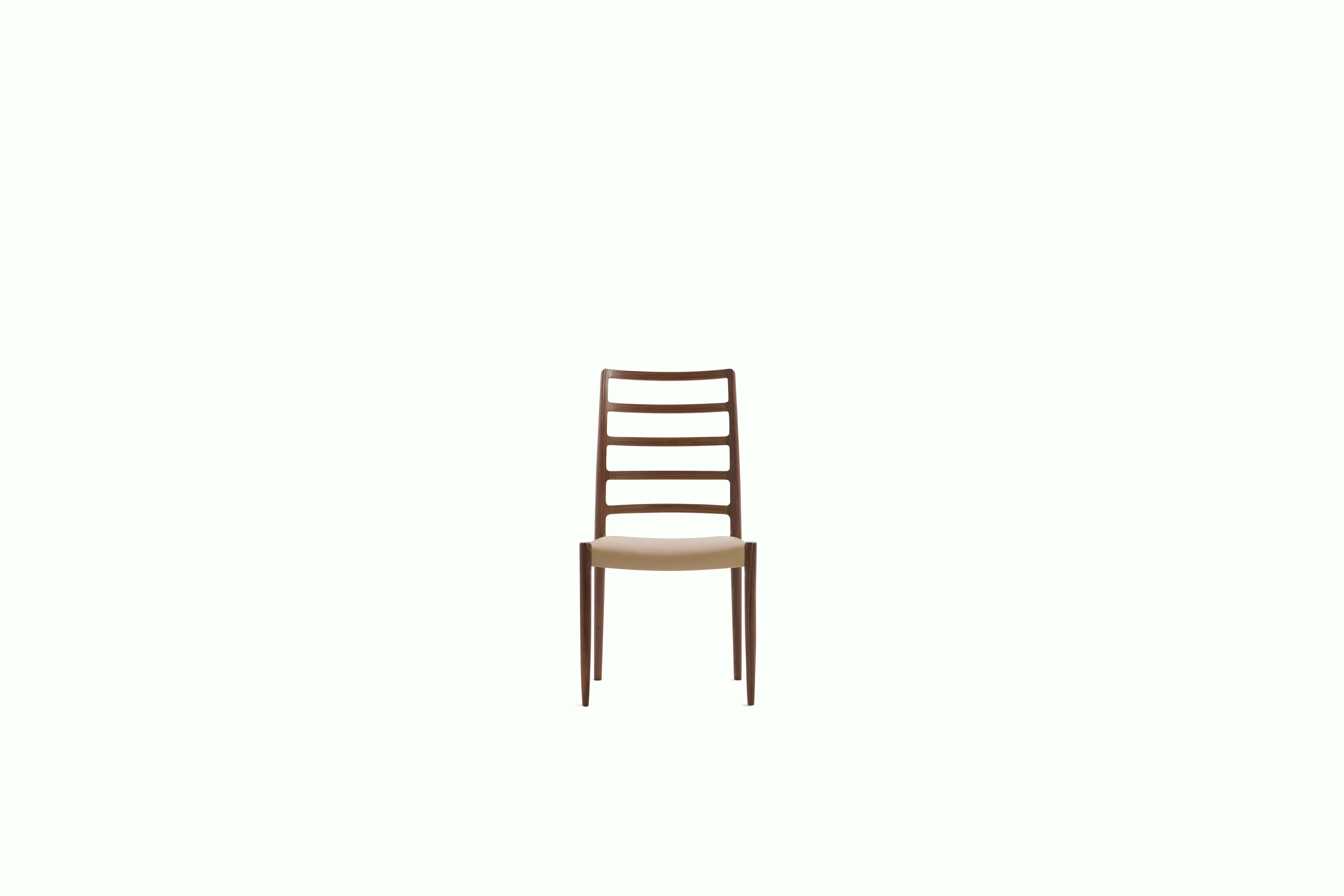 Moller 82 Side Chair - walnut,  dune leather