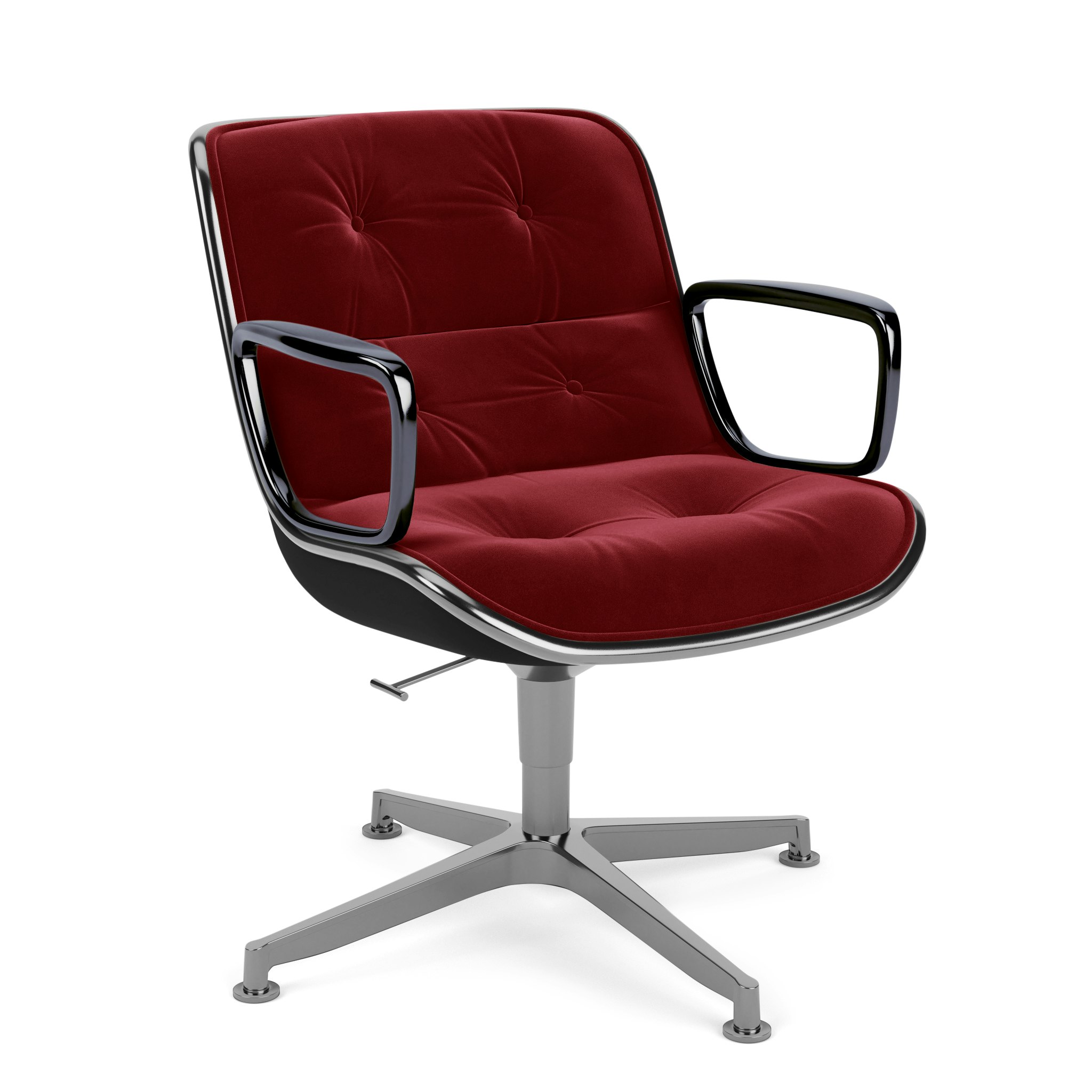 Pollock Executive Armchair - 4 Star,  Polished Aluminum,  Knoll Velvet,  Flamenco