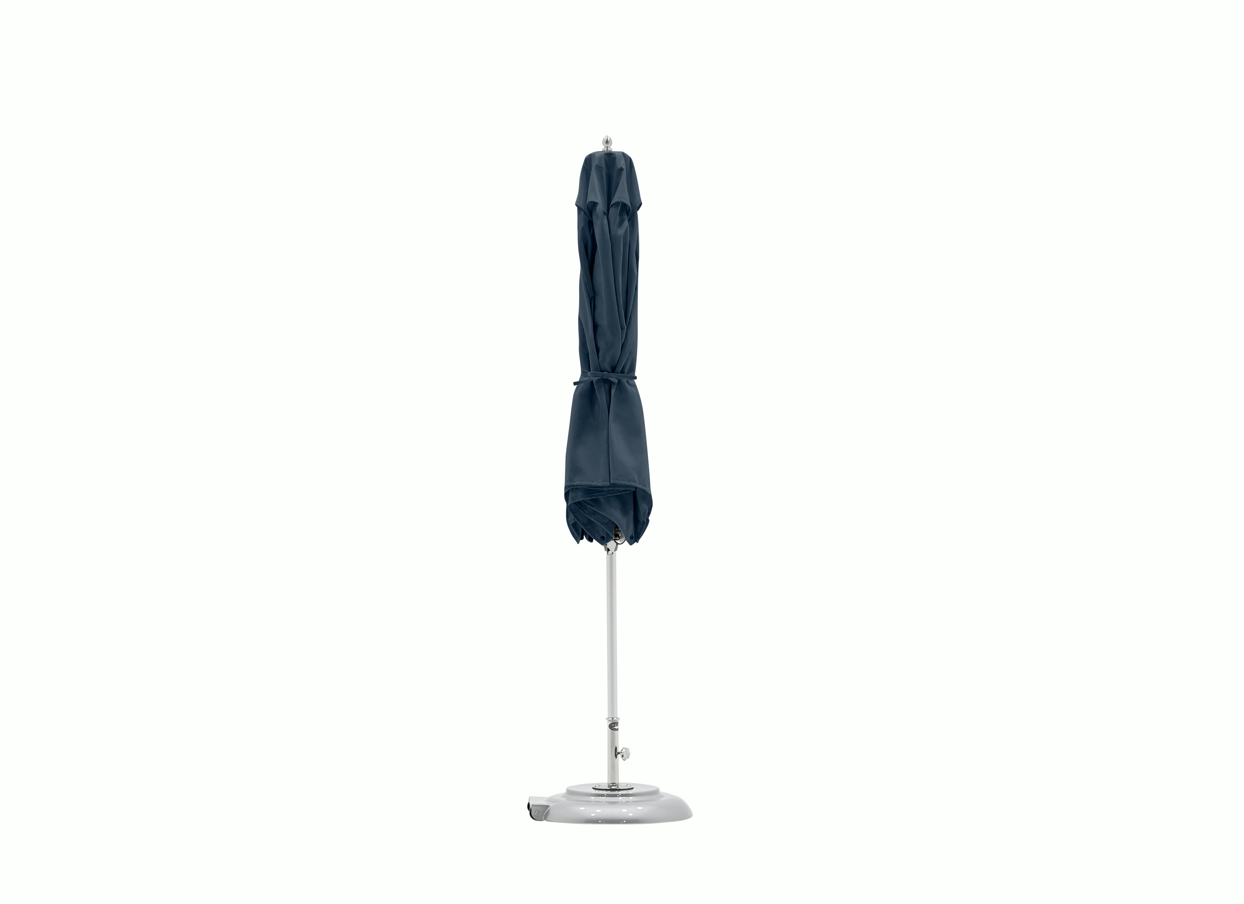 A Tuuci Bay Master Fiber Flex Hexagon Umbrella in Blue Stone.