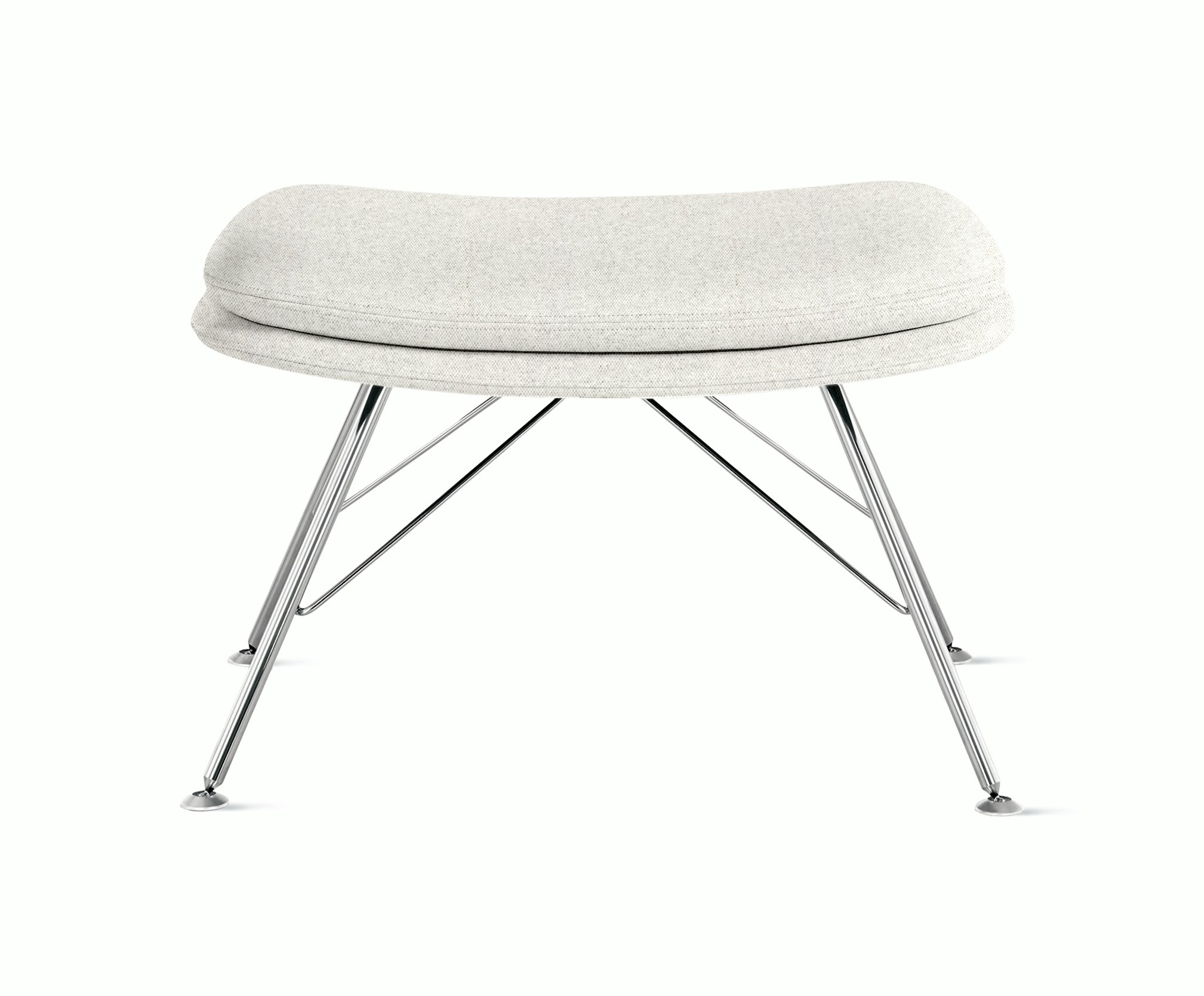 Striad Ottoman in Wire Base Trivalent Chrome Luce,  Blanched