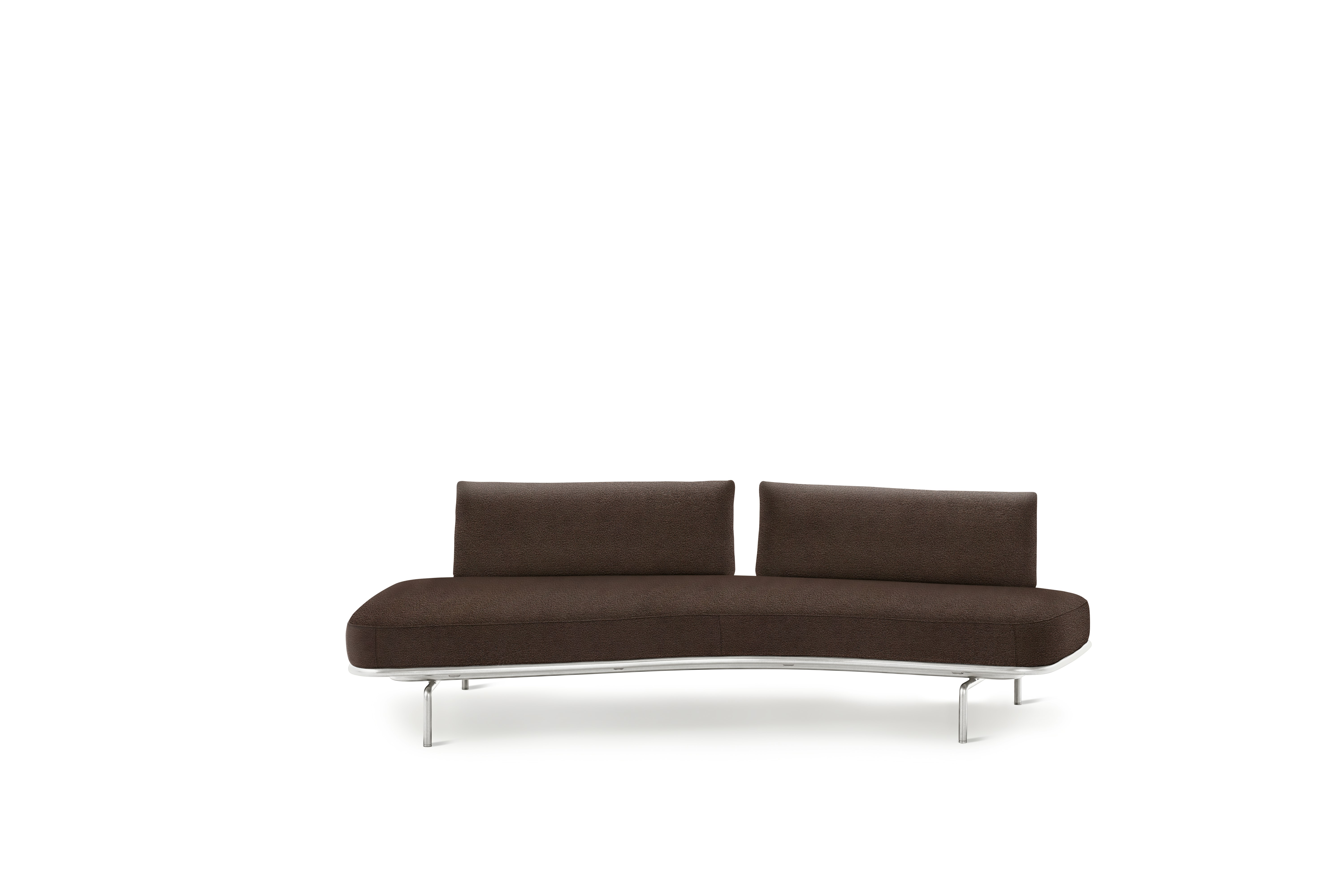 Panoramic Sofa - Right ,  Double Large,  Curly,  Brown,  Chrome