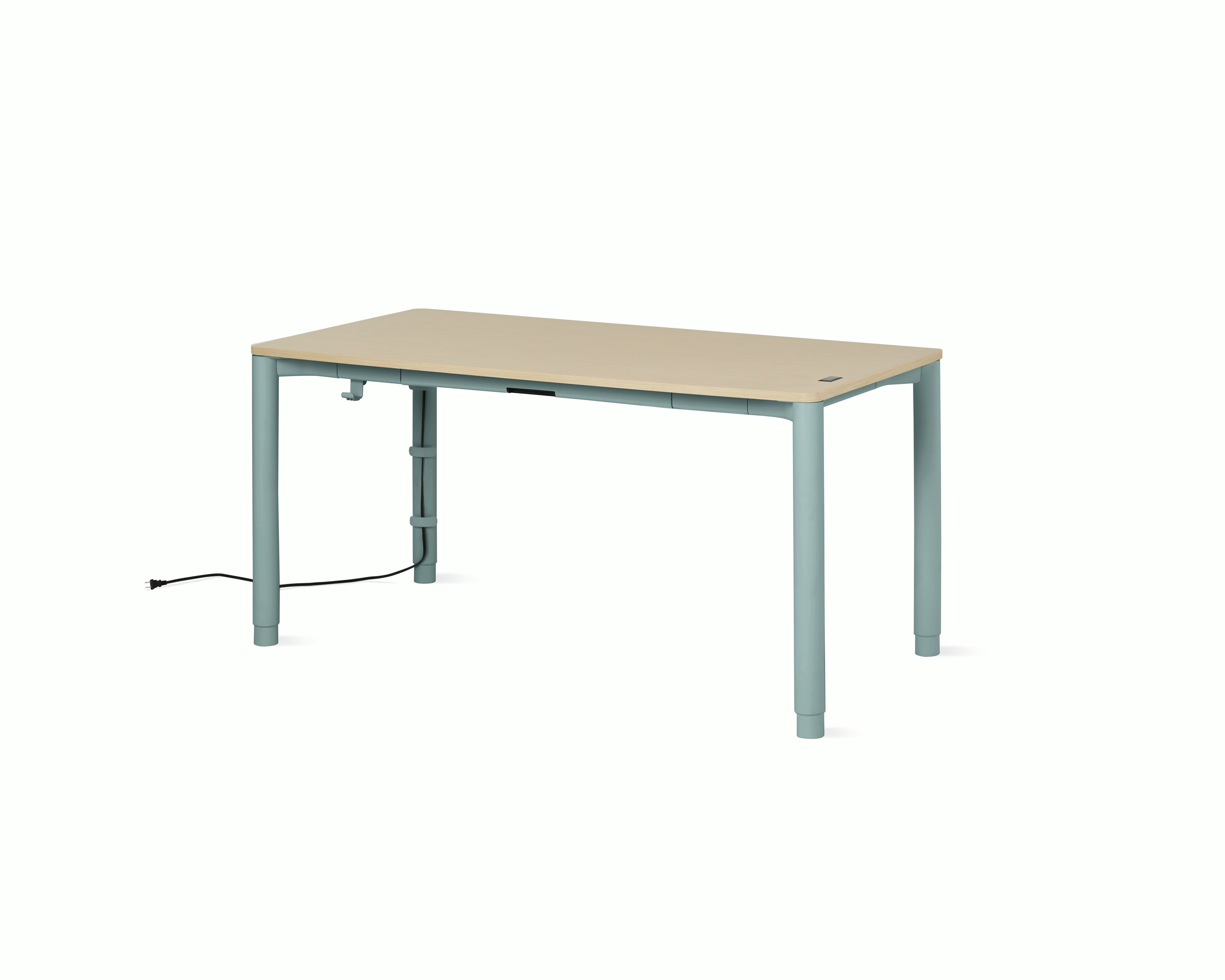 Spout S2S Table - 30" x 60"",  Veneer Clear on Ash,  Glacier,  With Cable Tray,  With Storage Drawer,  Standard Height"