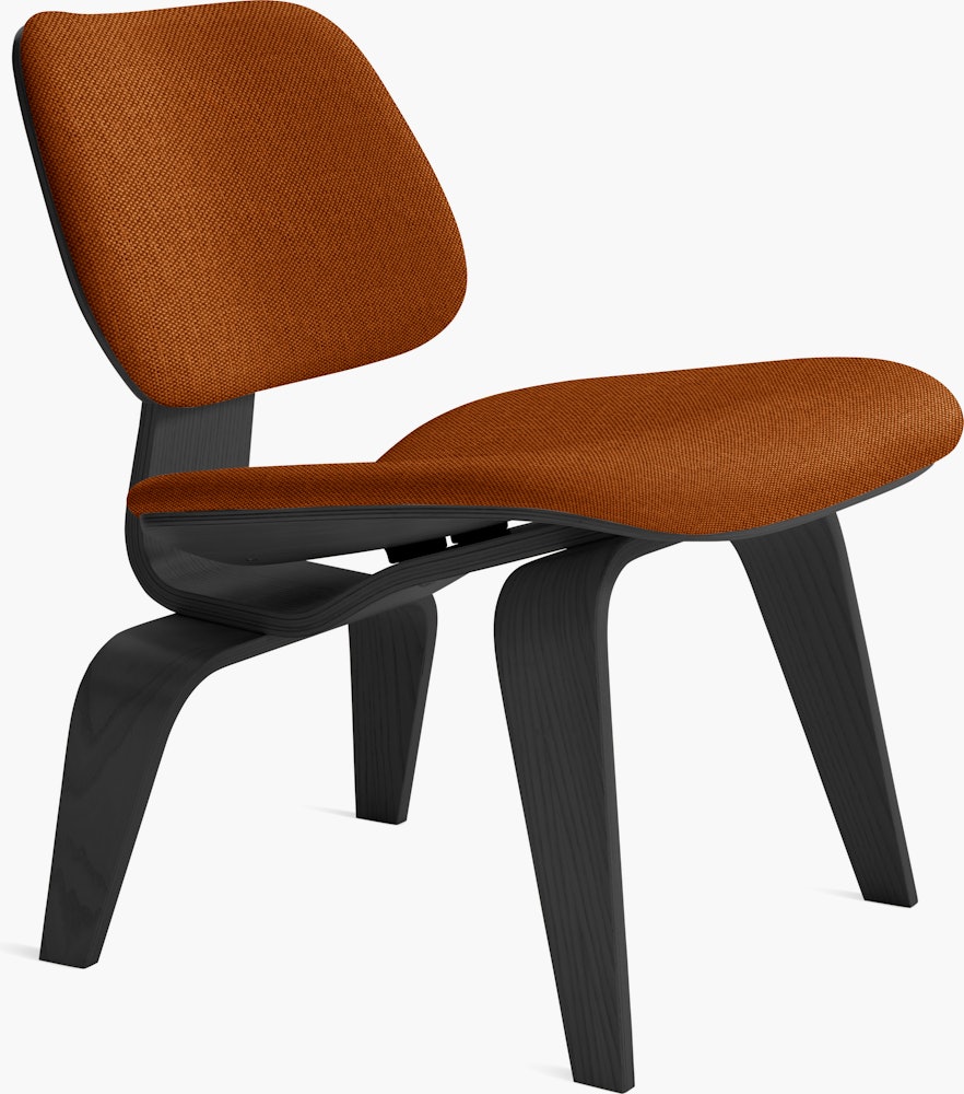 Eames Molded Plywood Lounge Chair Wood Base (LCW) - Upholstered,  Ebony Frame Mode - Rust