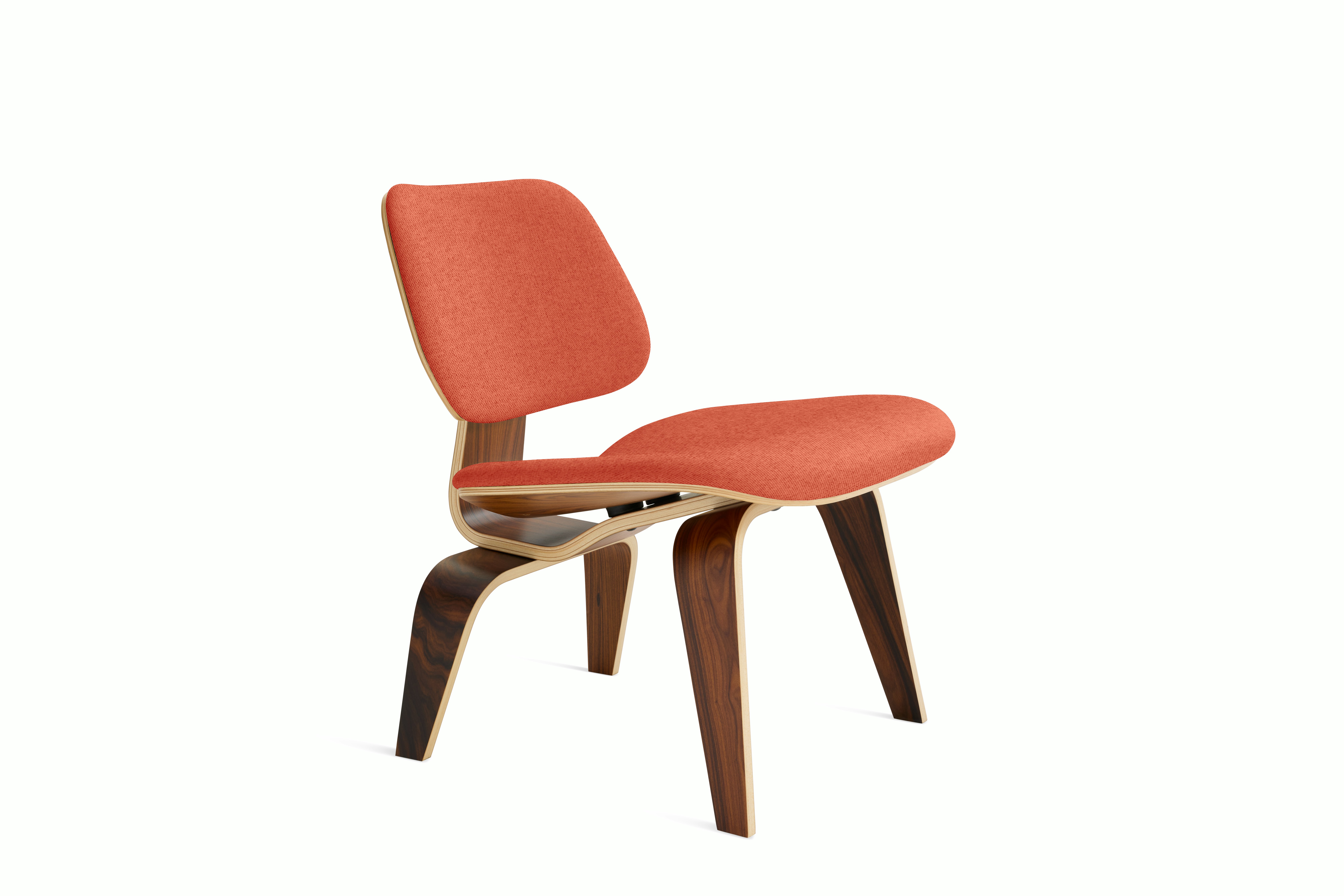 Eames Molded Plywood Lounge Chair Wood Base (LCW) - Upholstered, Santos Palisander, Luce, Swelter