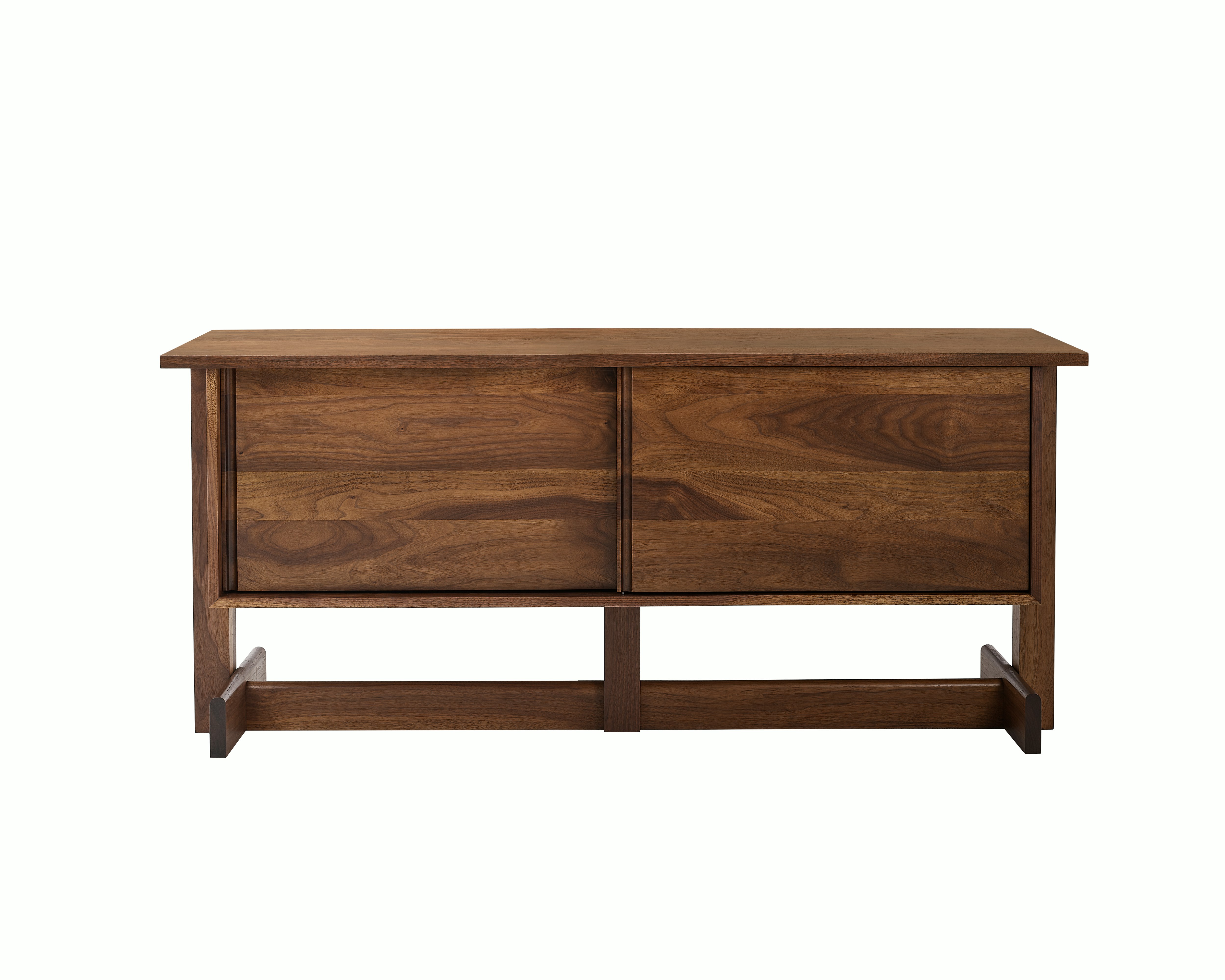 Land Storage Credenza 66 in walnut viewed from the front