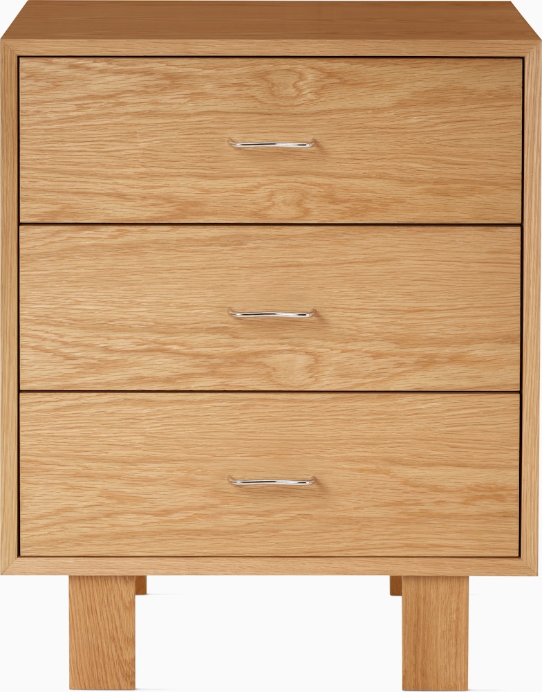 Nelson Basic Cabinet Series - 3-Drawer Cabinet - White Oak,  Wavy Pull,  Standard Leg