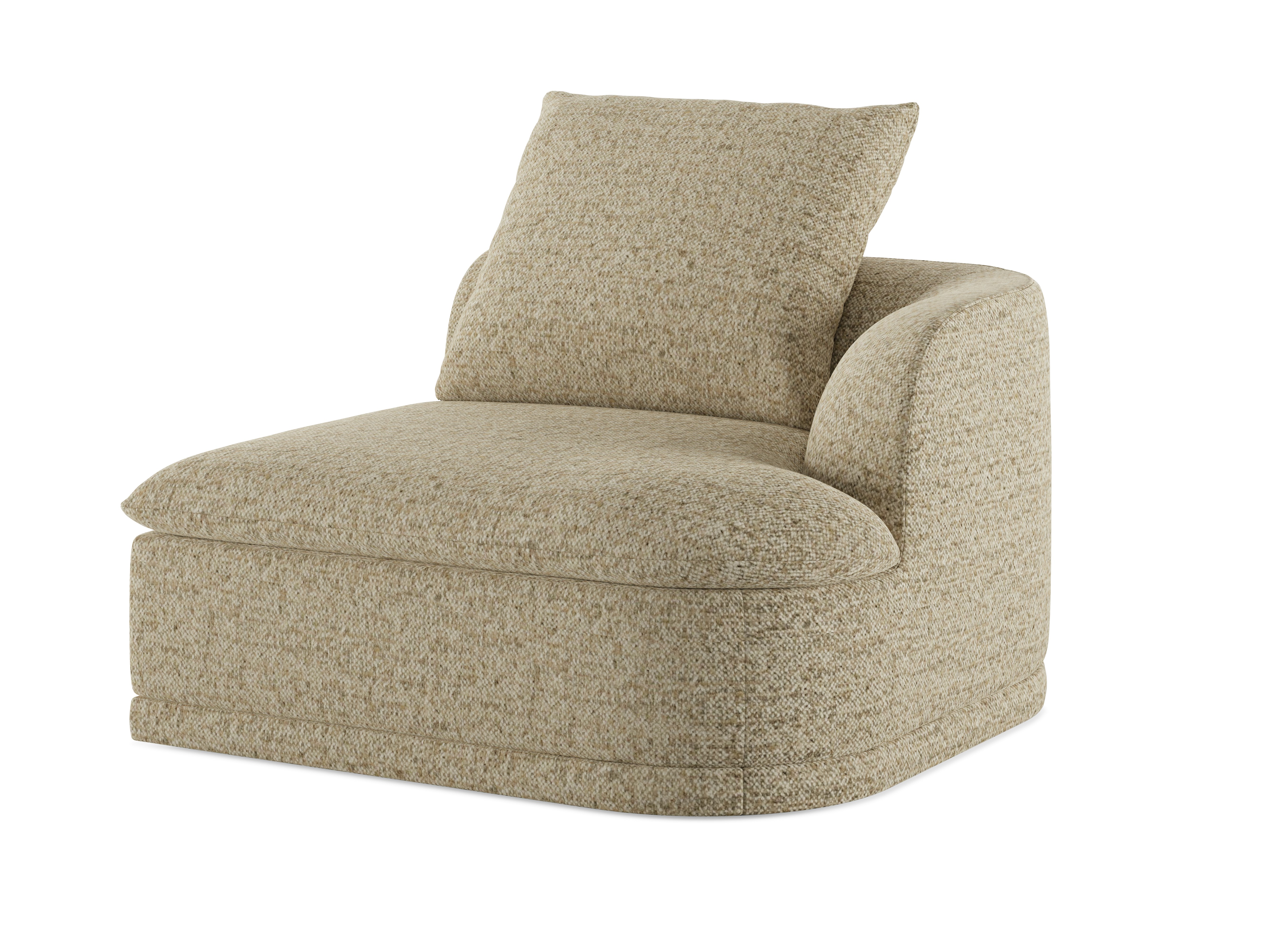 A right-facing Atlason Composed Modular Sofa One Arm Module in Bisque viewed from an angle.